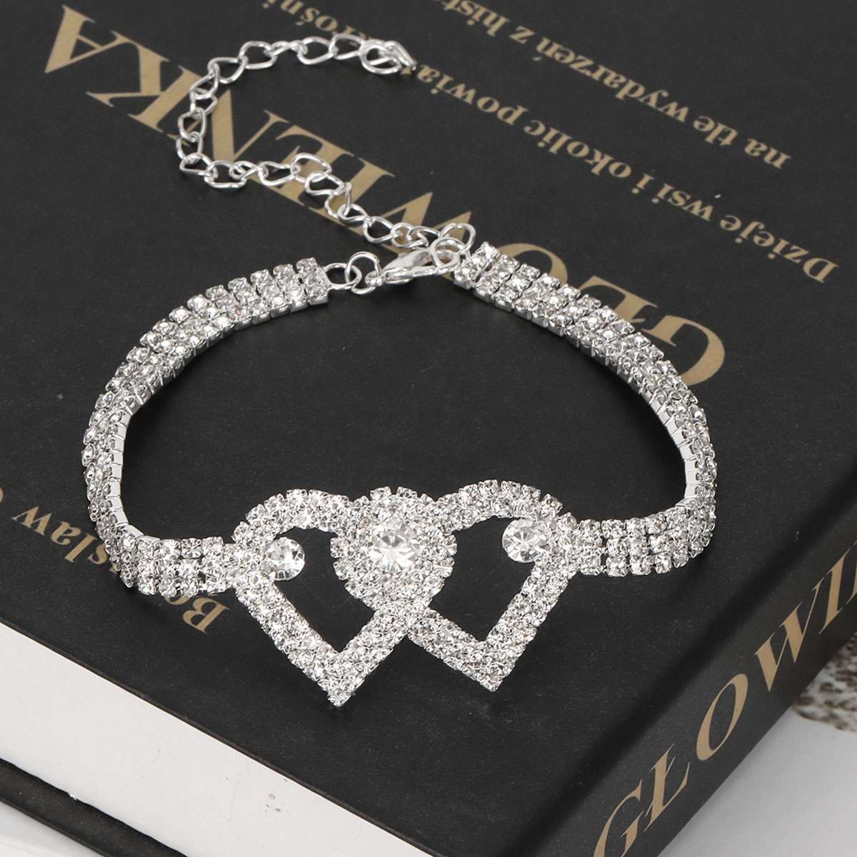 Double Heart Anklet Bracelet Love Barefoot Chain Bling Crystal Ankle Bracelet US