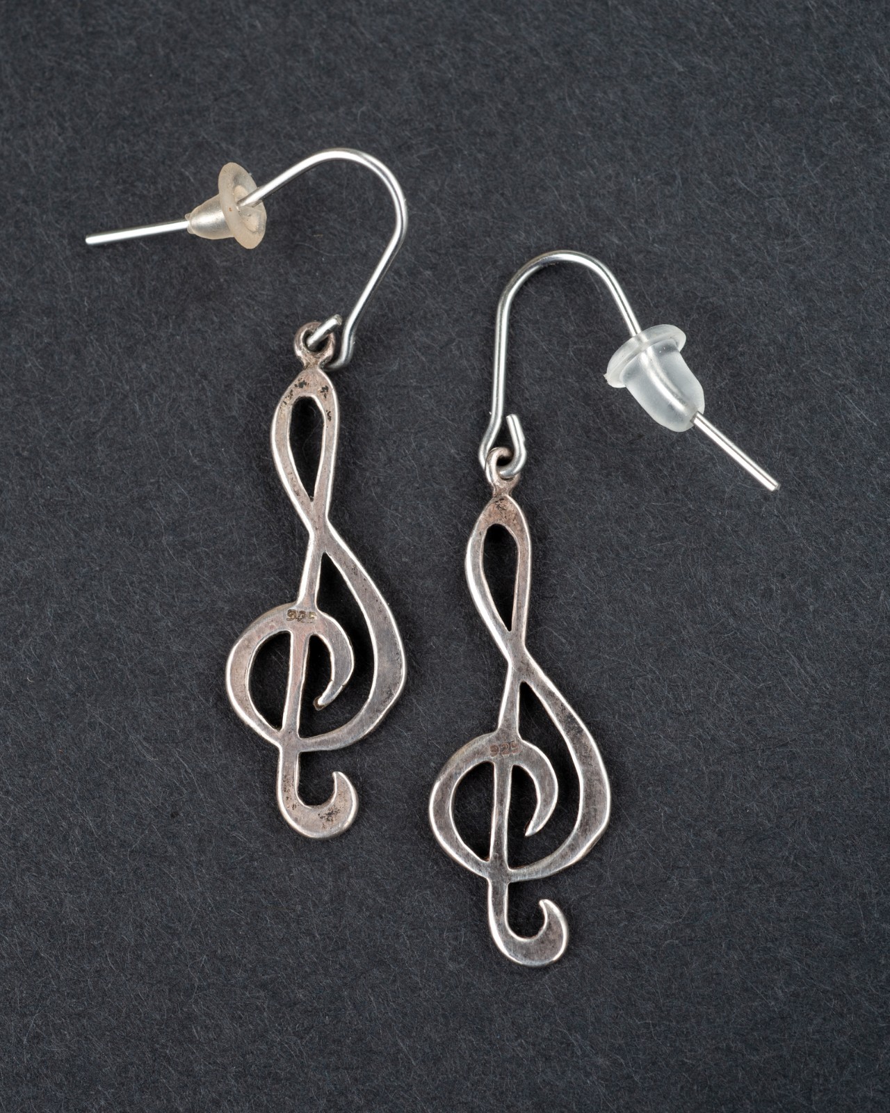 Treble Clef 925 Sterling Silver Earrings music musician performer stage composer