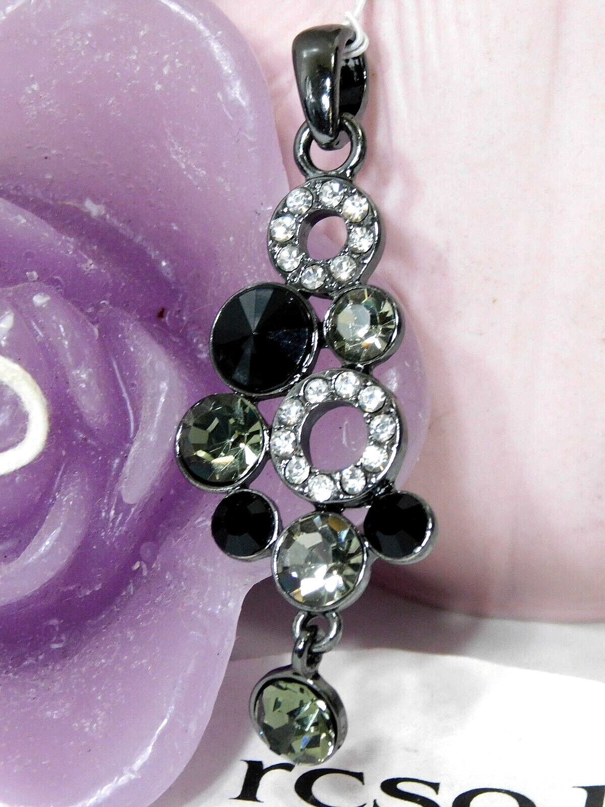 Beautiful Lia Sophia SEQUINE Pendant/Slide, Cut Crystals, Pendant Only-No Chain