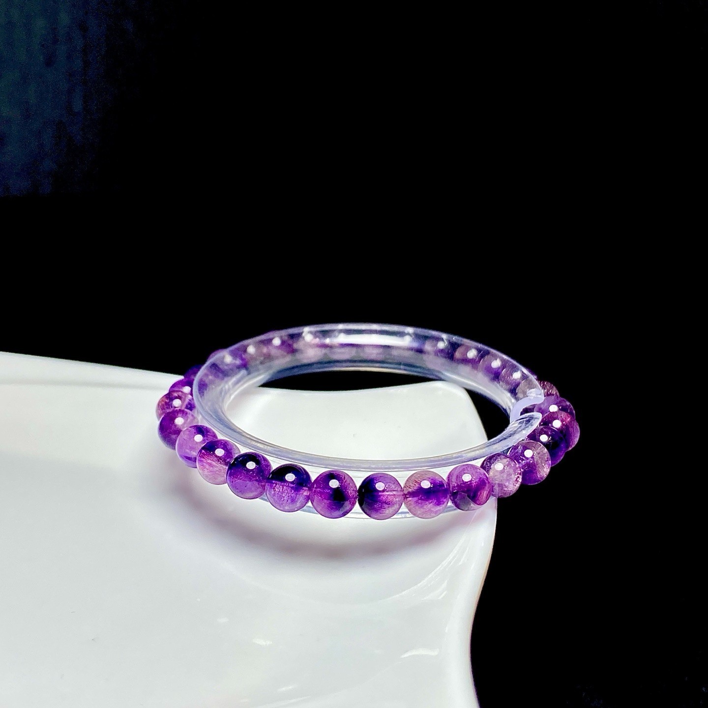 6.9mm Natural Purple Rutilated Super 7 Quartz Crystal Bracelet