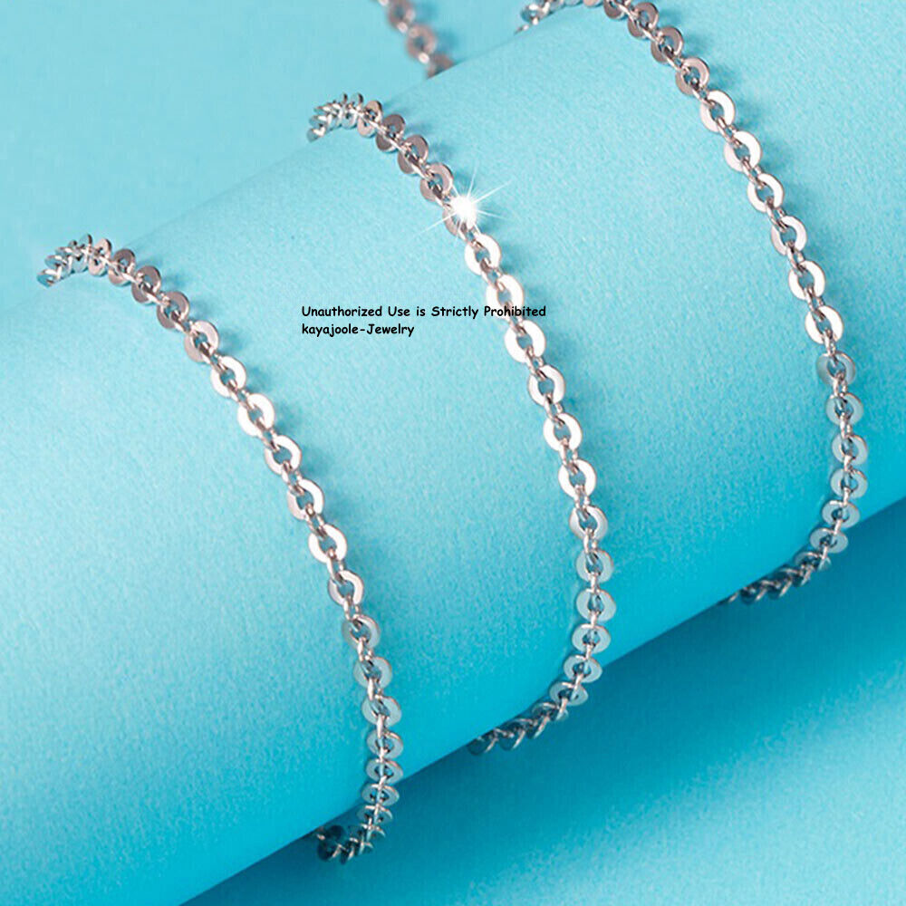 PT950 Pure Platinum 950 Chain Men Women Gift Lucky O Link Necklace 16-22inch L