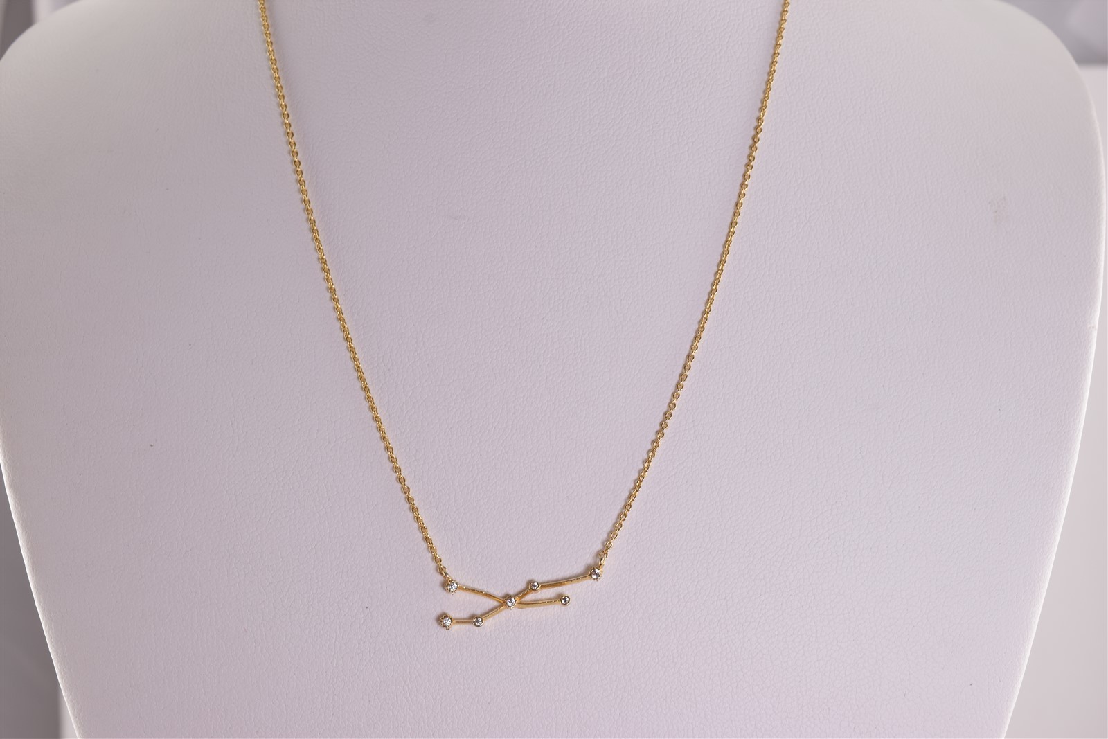 Gold over Sterling Silver 8mm x 25mm Accented Branch Station Pendant 17″ Chain