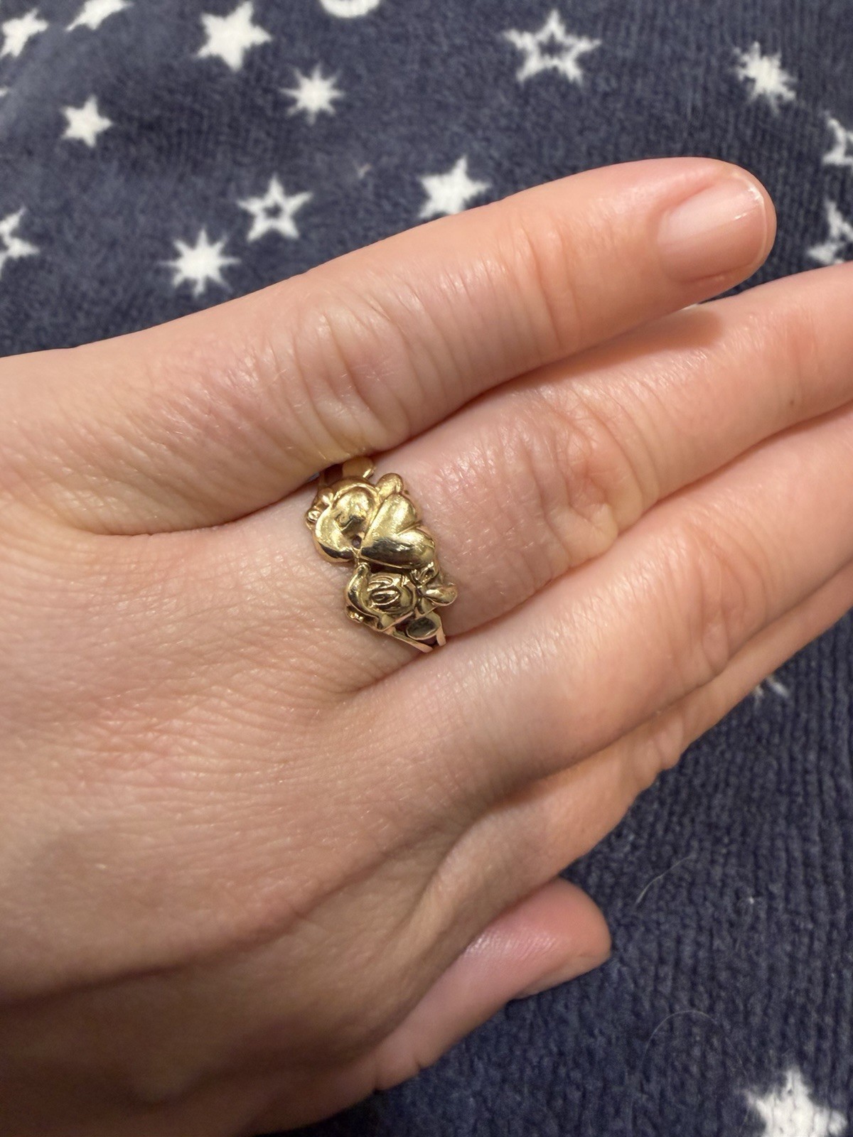Vintage 10K Solid Gold Disney Mickey & Minnie Mouse Heart Ring Size 6.75 Tested