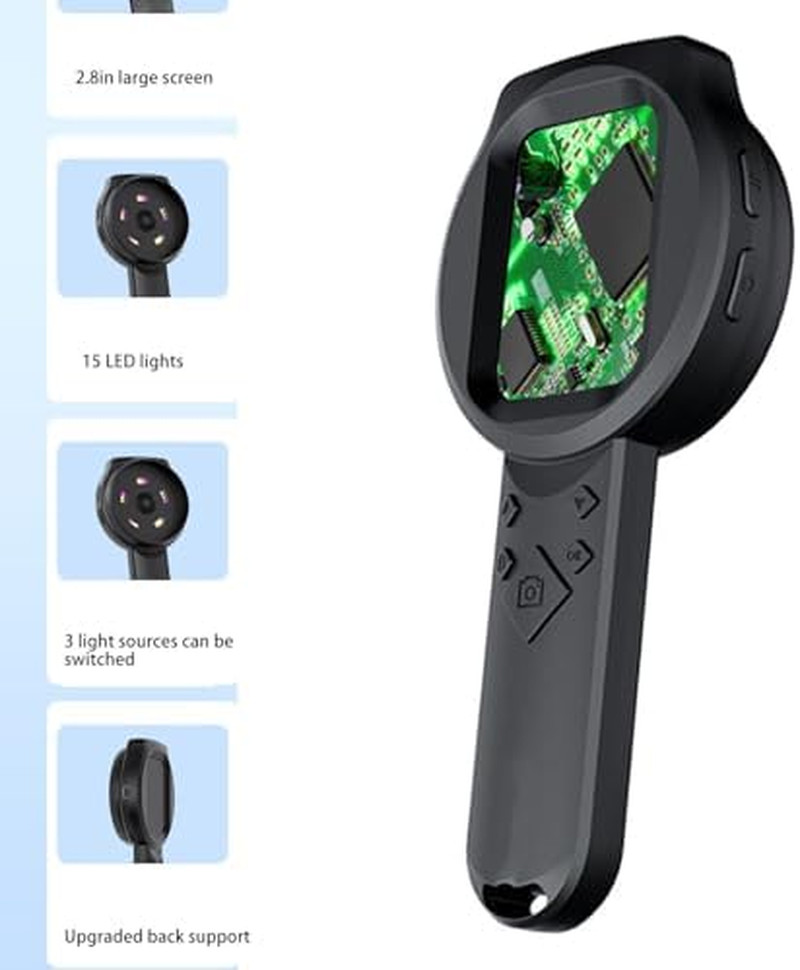 1000X Magnifying Glass Handheld Digital Magnifier with 3 Light Sources 2.8In IPS