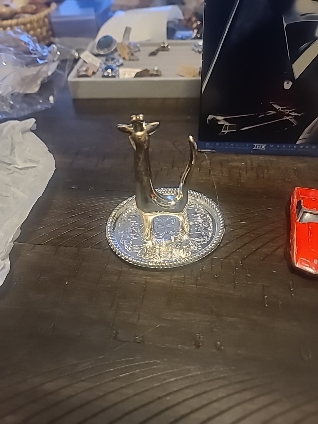 Vintage Silver Plated Zinc Alloy Giraffe – Ring Minder Made in Hongkong in Box