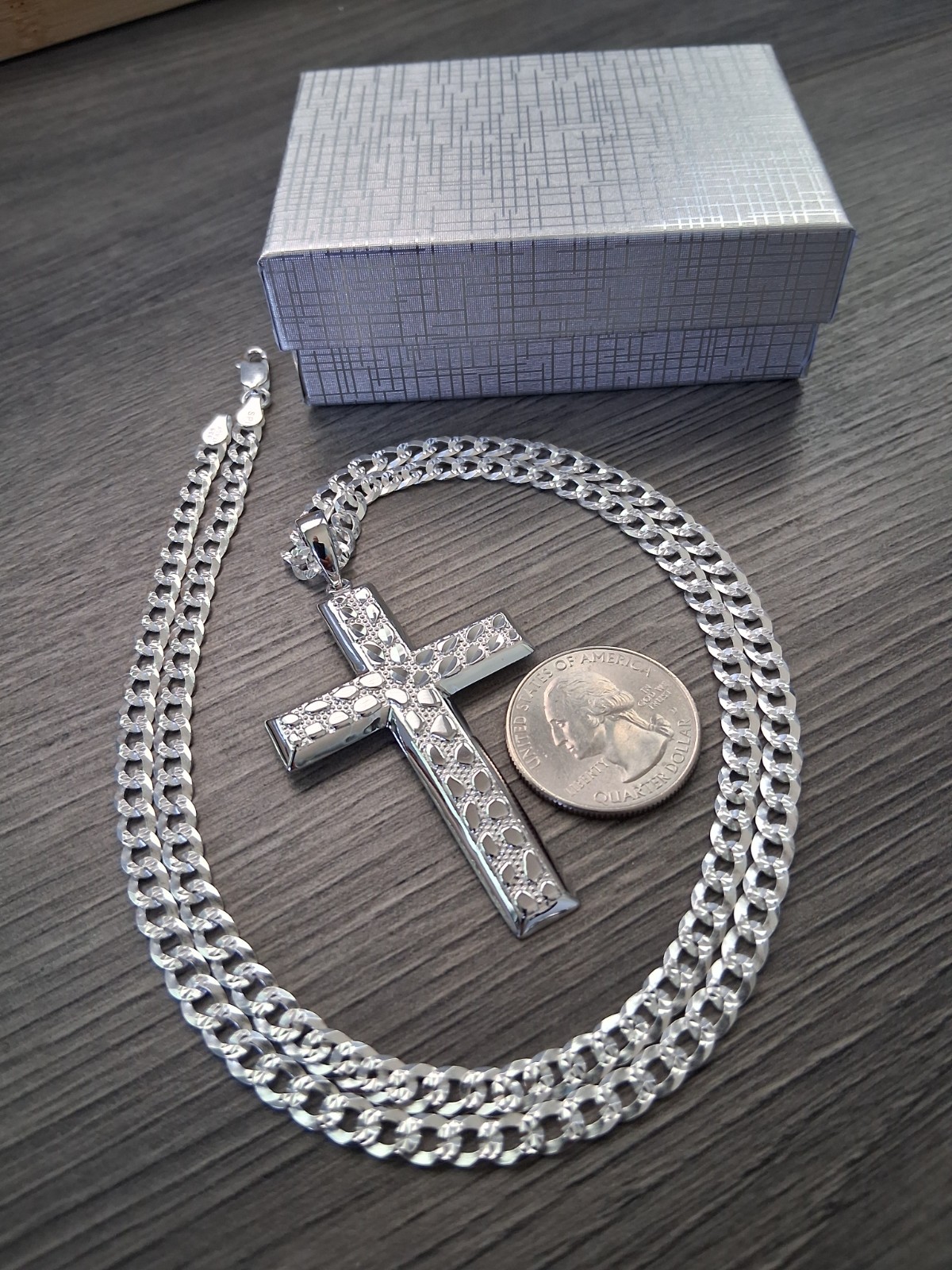 cadena y cruz de plata 925 plata real autentica y marcada