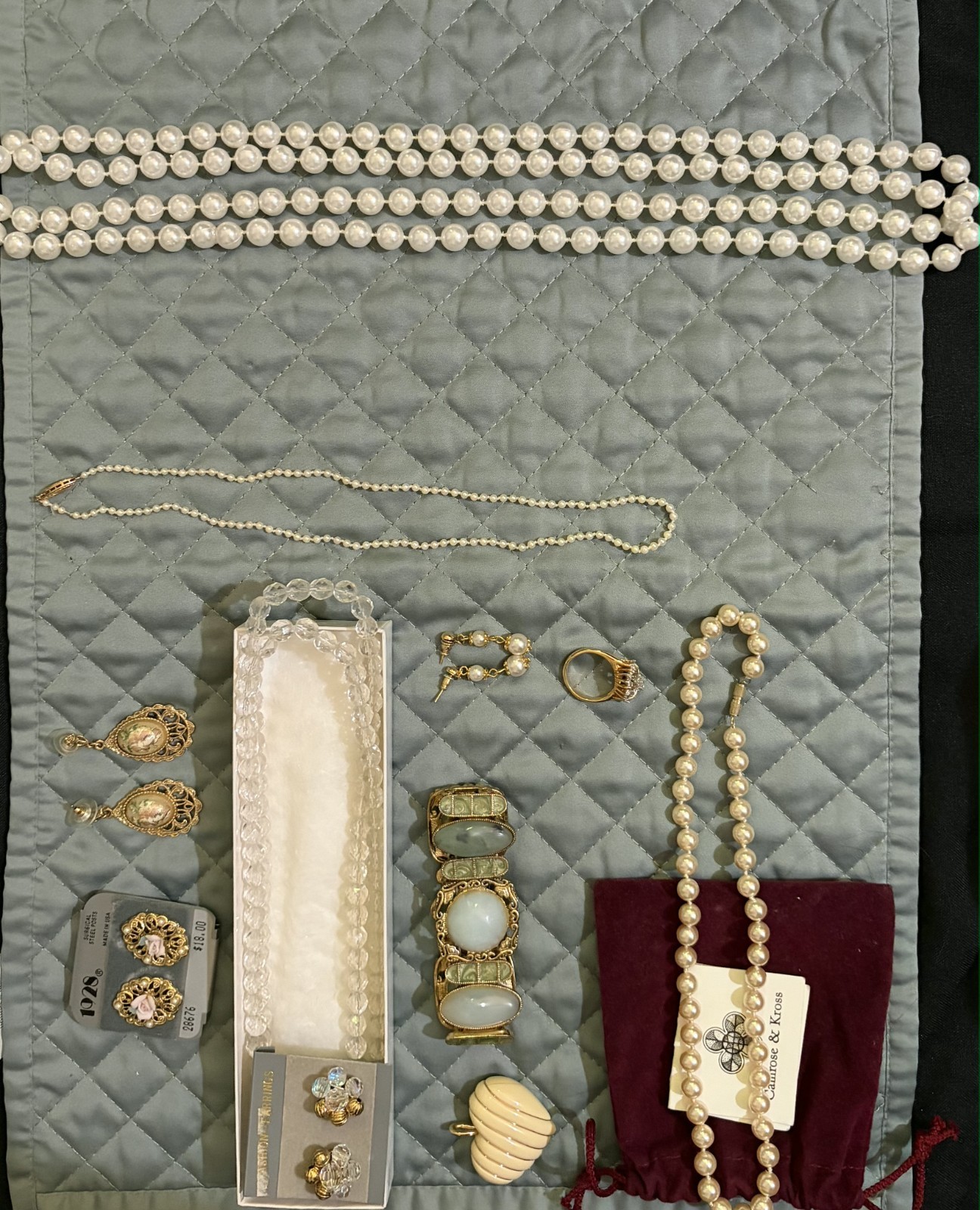 Vintage Jewelry Lot Camrose Kross Jackie Kennedy Pearl 1928 Crystal Bracelet 11