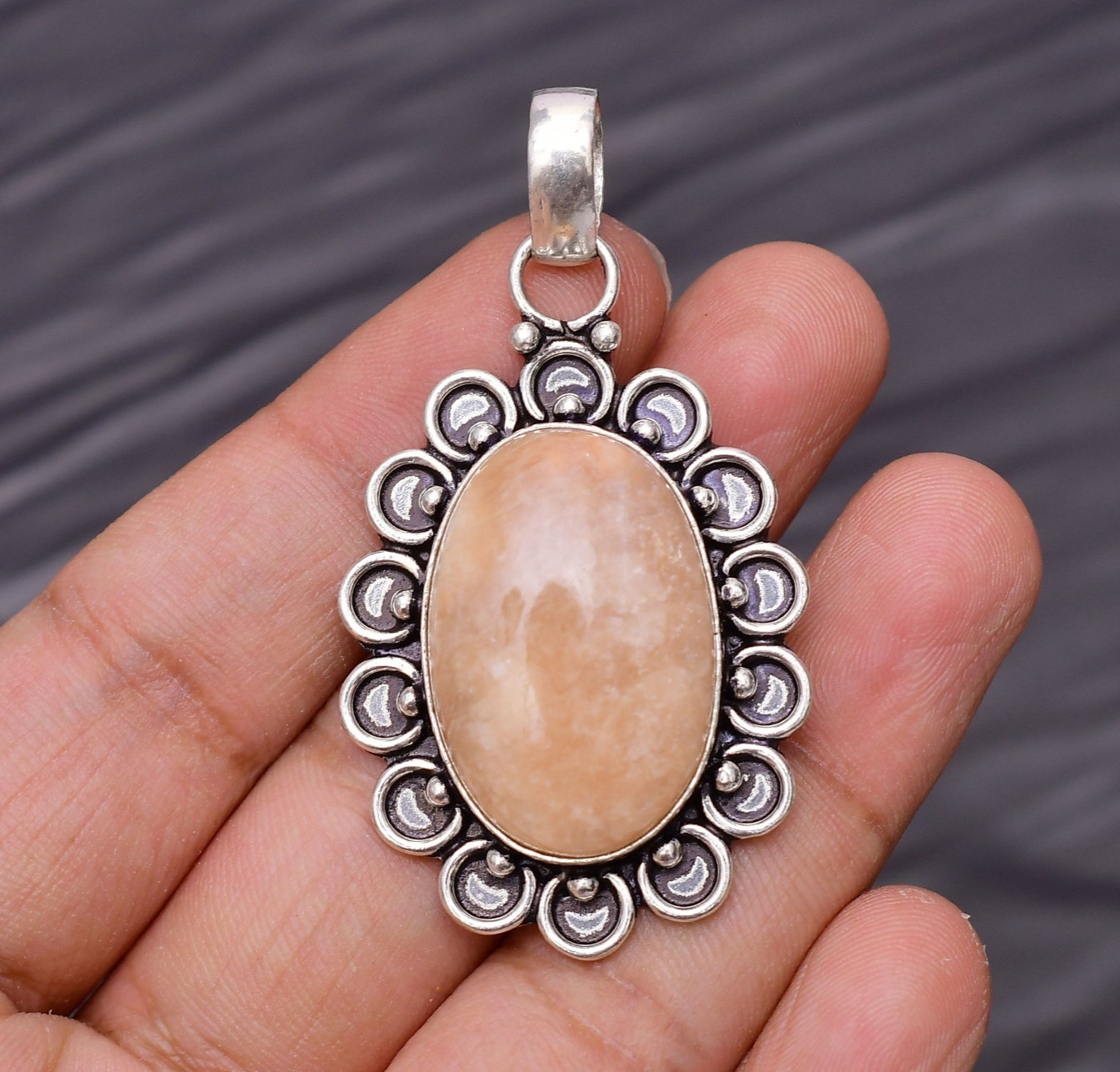 Orange Aventurine Gemstone 925 Sterling Silver Jewelry Pendant 2.04″