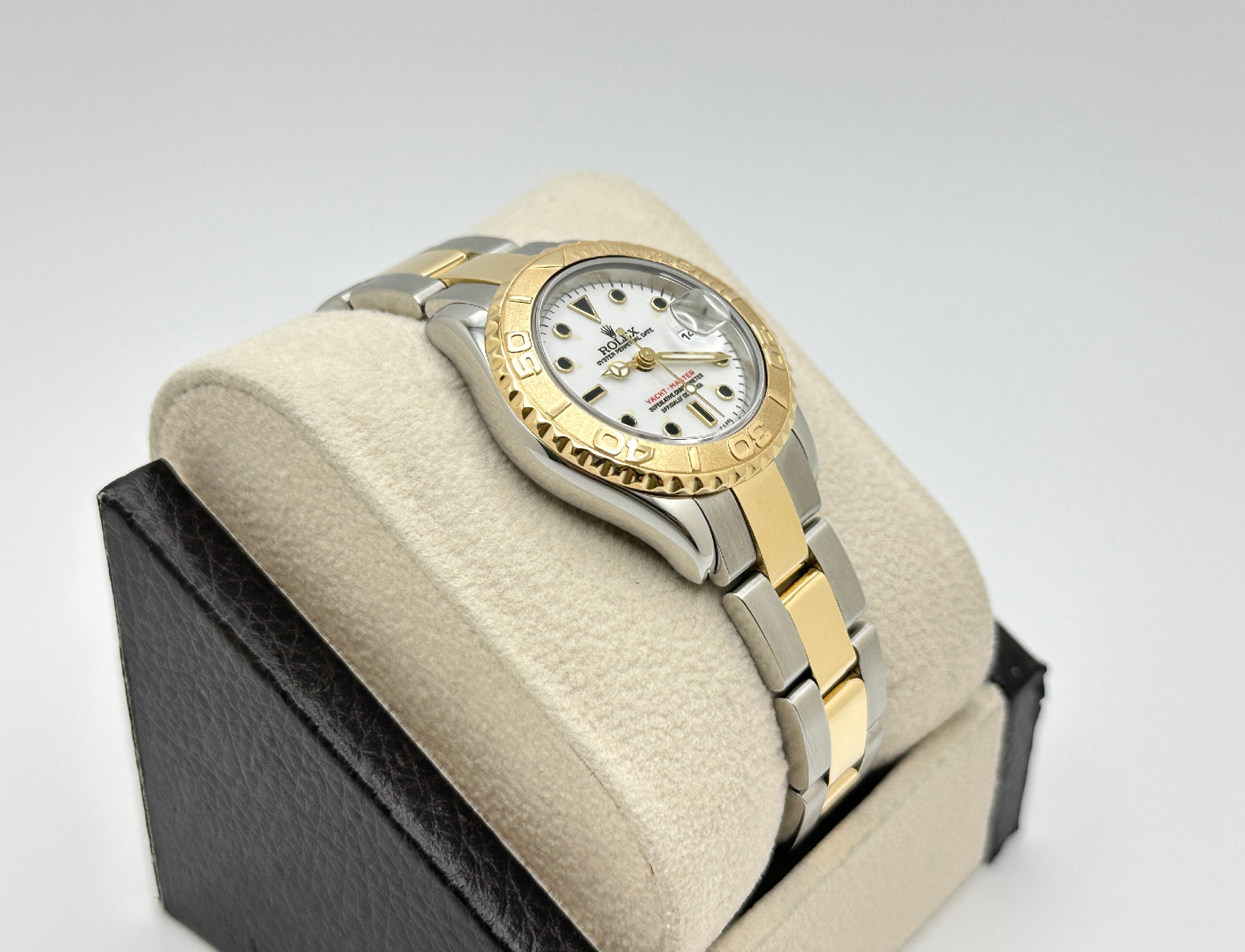 Rolex Ladies Yacht Master 69623 29mm White Dial 18K Yellow Gold Stainless Steel