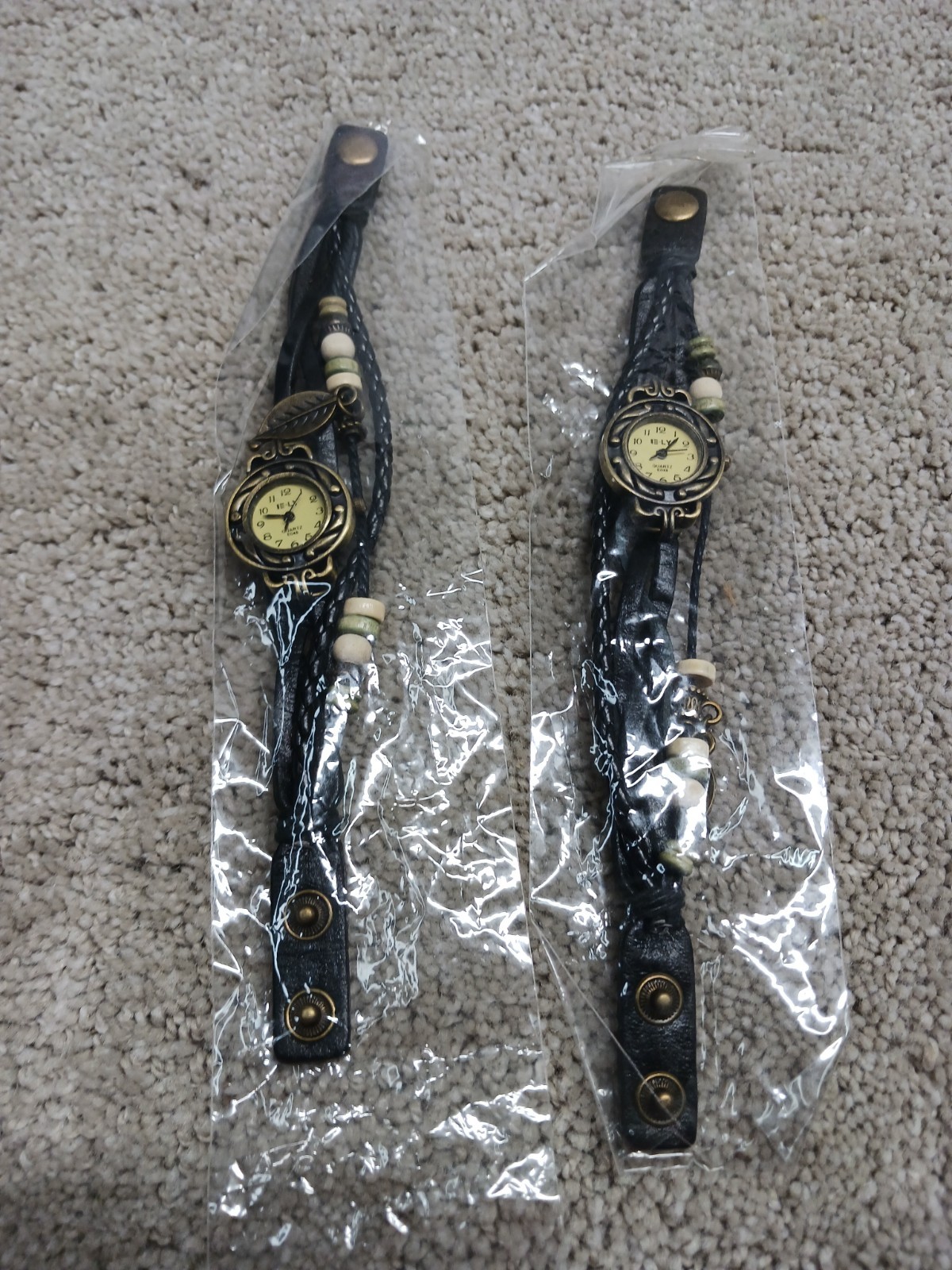 E-Ly Womens Watch Bracelet Quartz E048 Black Bracelet Lot Of 2 New