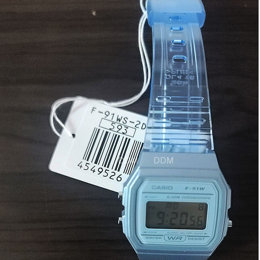 CASIO Unisex Vintage Retro Watch Original New F-91WS-2D Blue Resin Strap