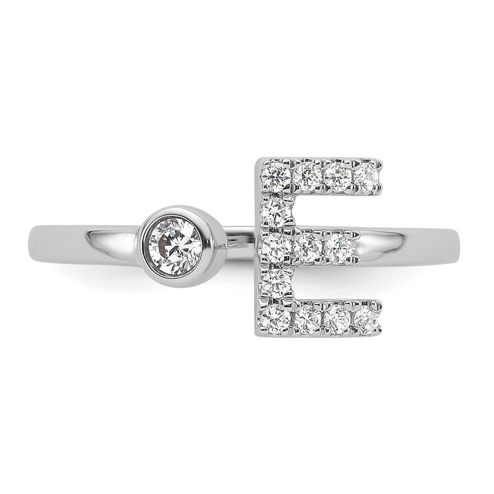 14k White Gold 1/5 carat Lab Grown Diamond Initial E Adjustable Ring VS/SI, G
