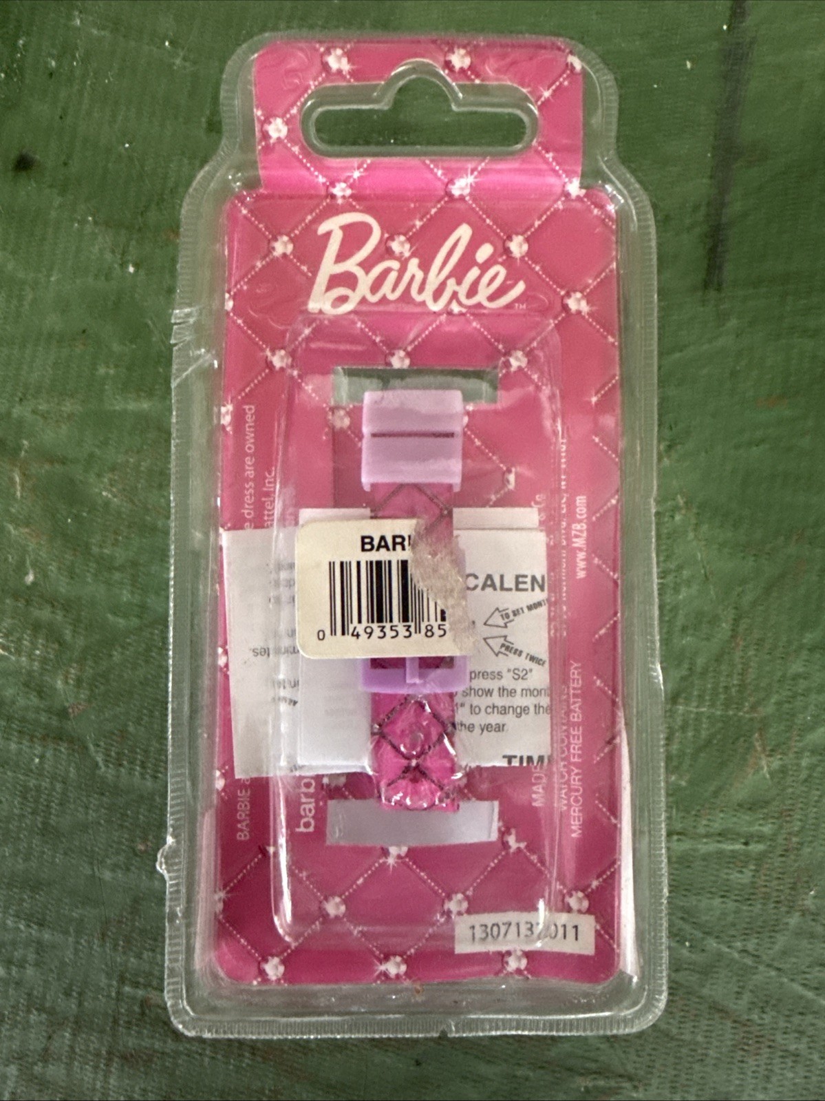 Barbie LED Digital Hot Pink Diamond Pattern Band Adjustable Band Wrist Watch-New