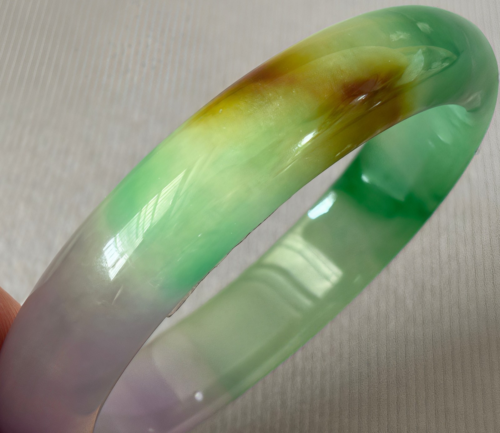 61mm Natural Lavender Jadeite Jade Bracelet Burma Emerald Jade Bracelet Bangle