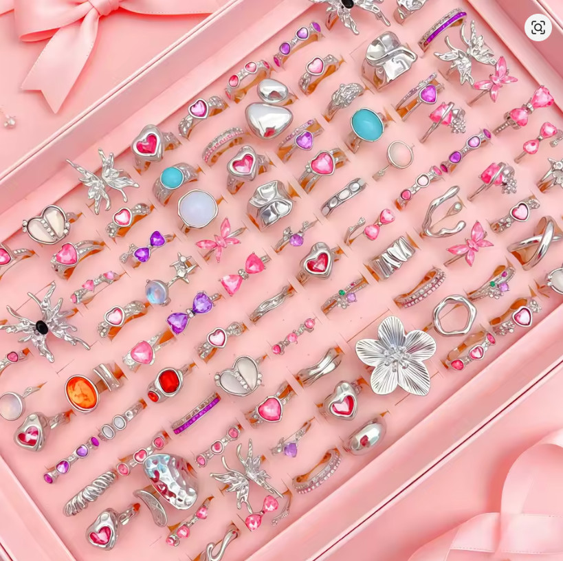15Pcs Wholesale Mix Style Fashion Rhinestone Open Rings Set for Women Gift