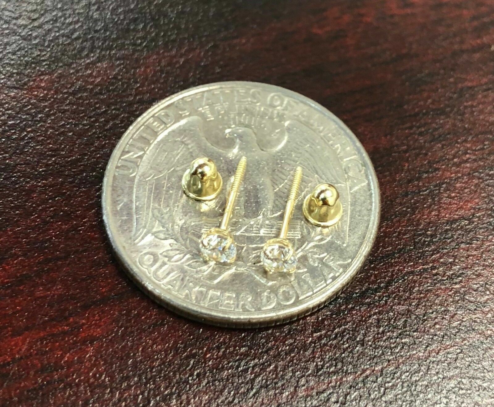 Newborn Baby Kids Girls Womens CZ Stud Earrings 3mm 10K Gold Fashion Elegant