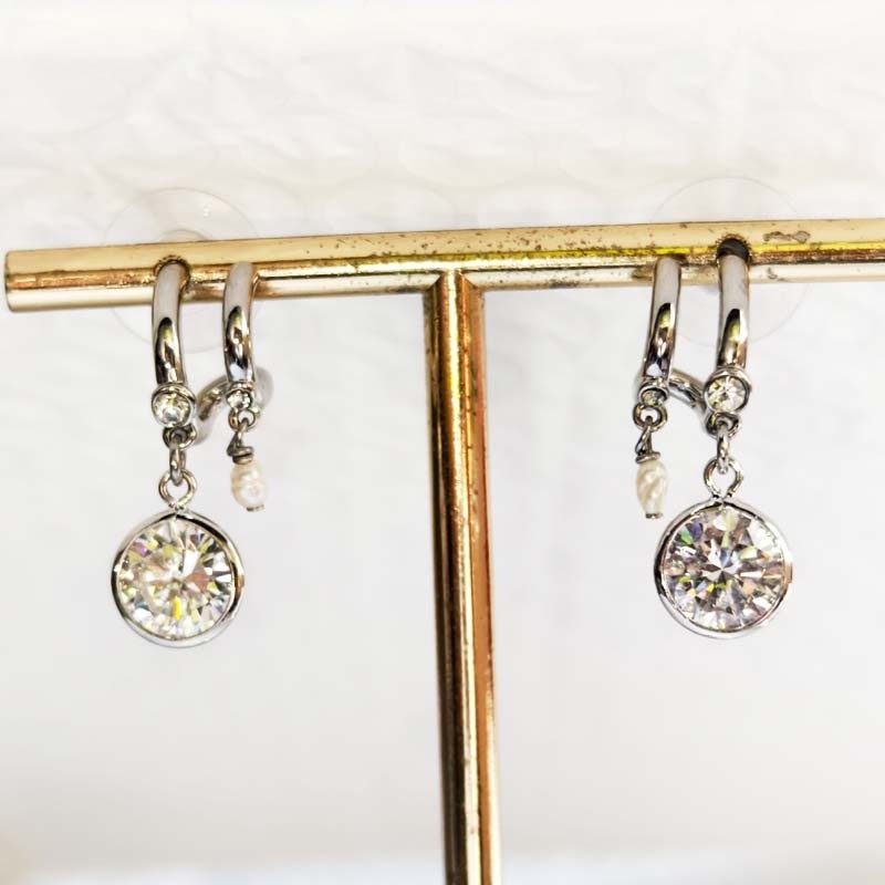 New Mimco Pearl CZ Huggie Hoop Earrings Chic Women Party Vacation Jewelry Gift