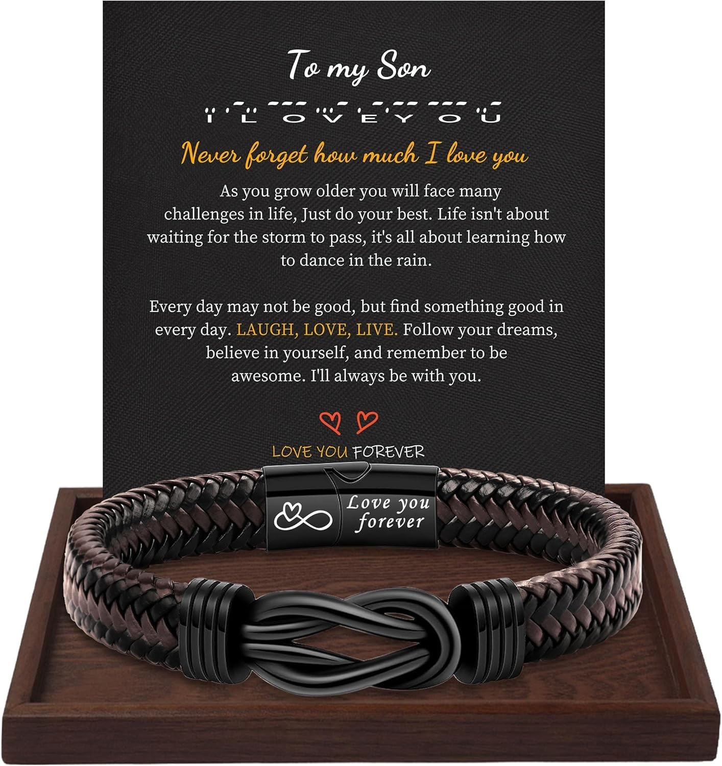 Inspirational Leather Bracelet – Size 9 – Perfect Gift for Him on Any Occasion
