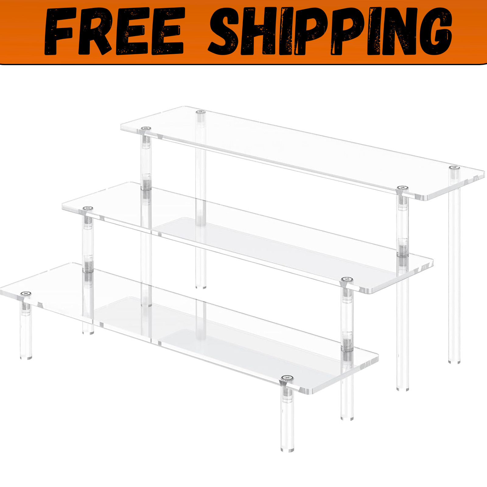 3 Tier Acrylic Display Risers, Large Perfume Organizer Stand, Clear