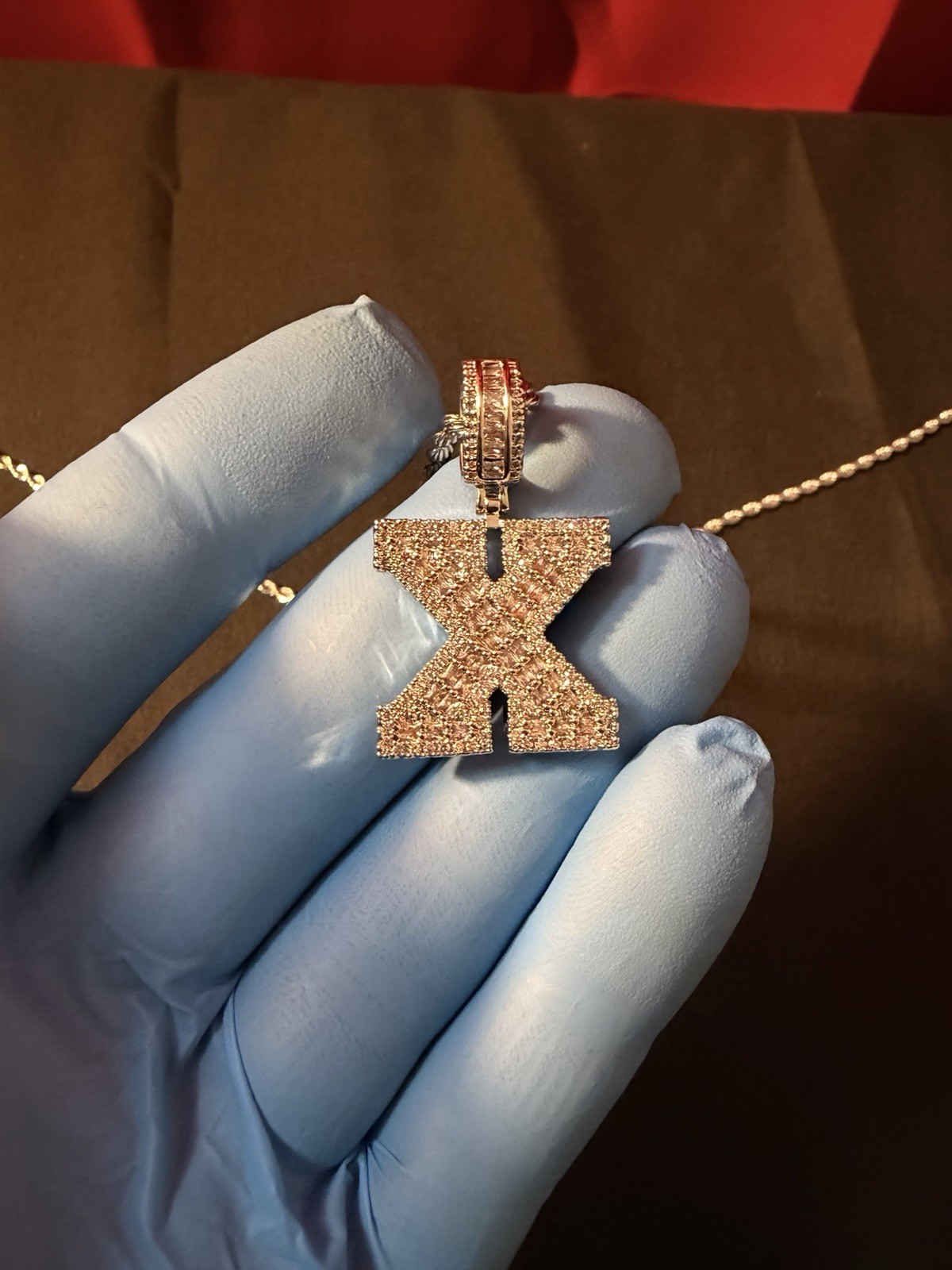 Letter X Pendant Necklace Baguette Stones In 925 Silver