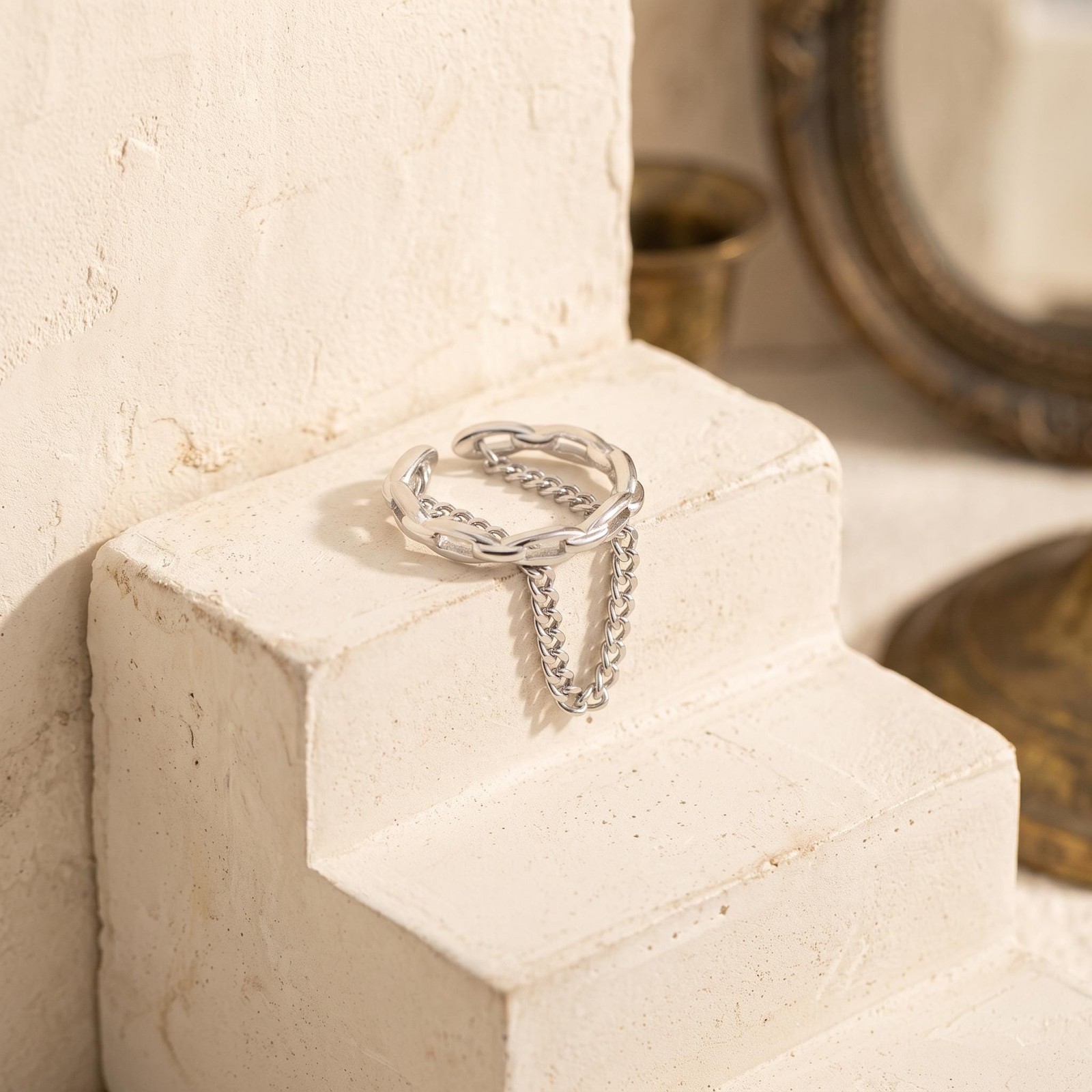 Dangling Chain Ear Cuff No Piercing, Minimalist Clip Earcuff Gold Silver