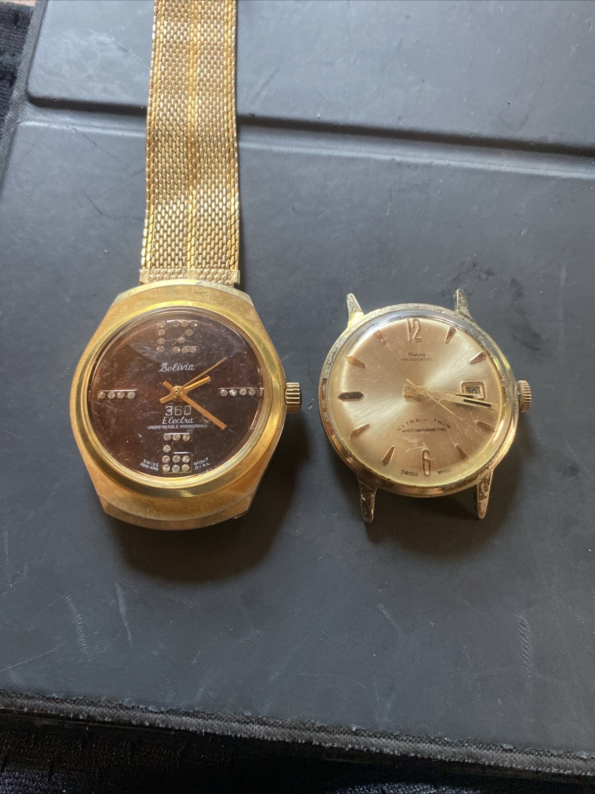 Vintage Lot Bolivia Electra 360 Mechanical Watch & Ultrathin Presidential T18