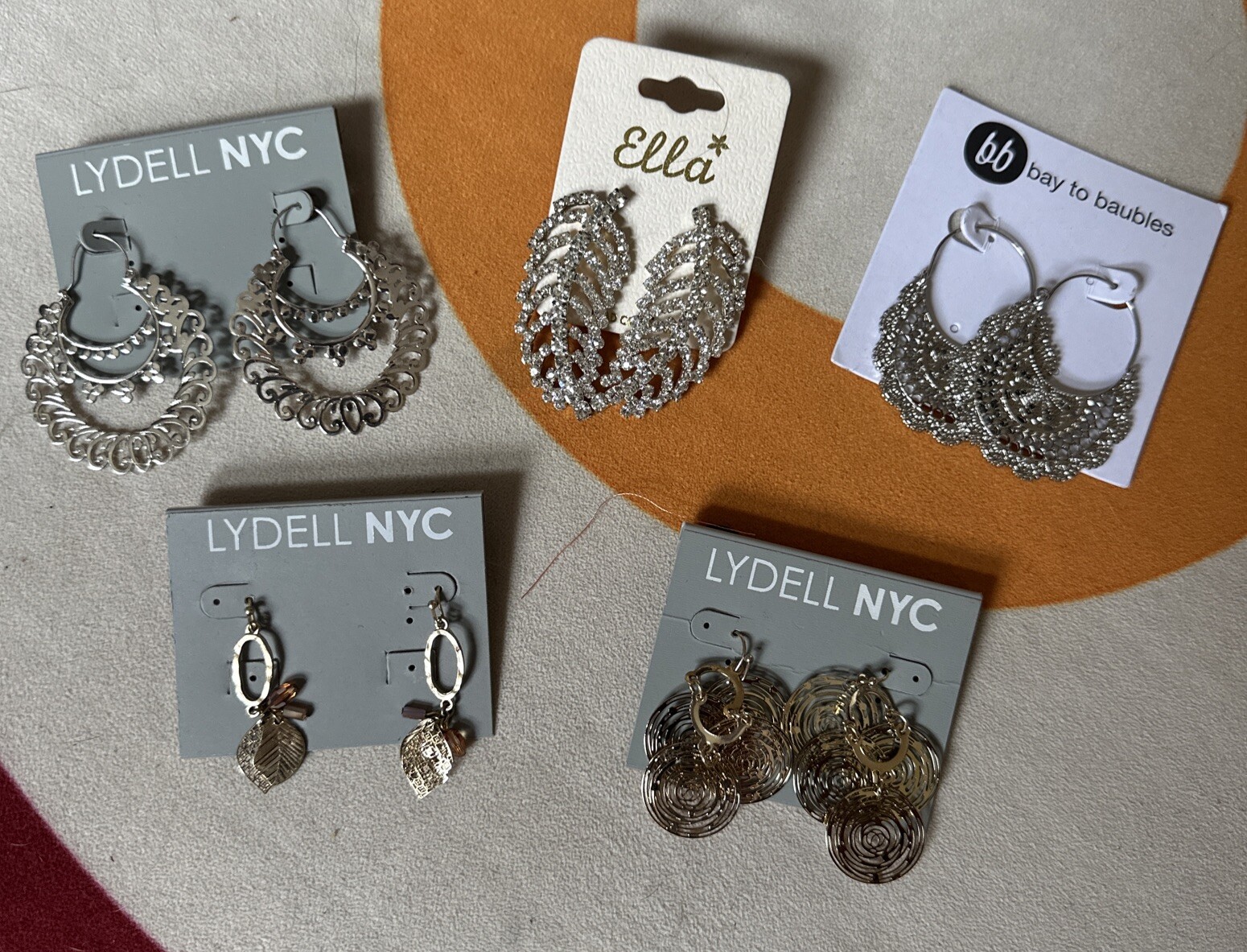 LYDELL NYC Lacey Large Hoop Earrings Set Of 5