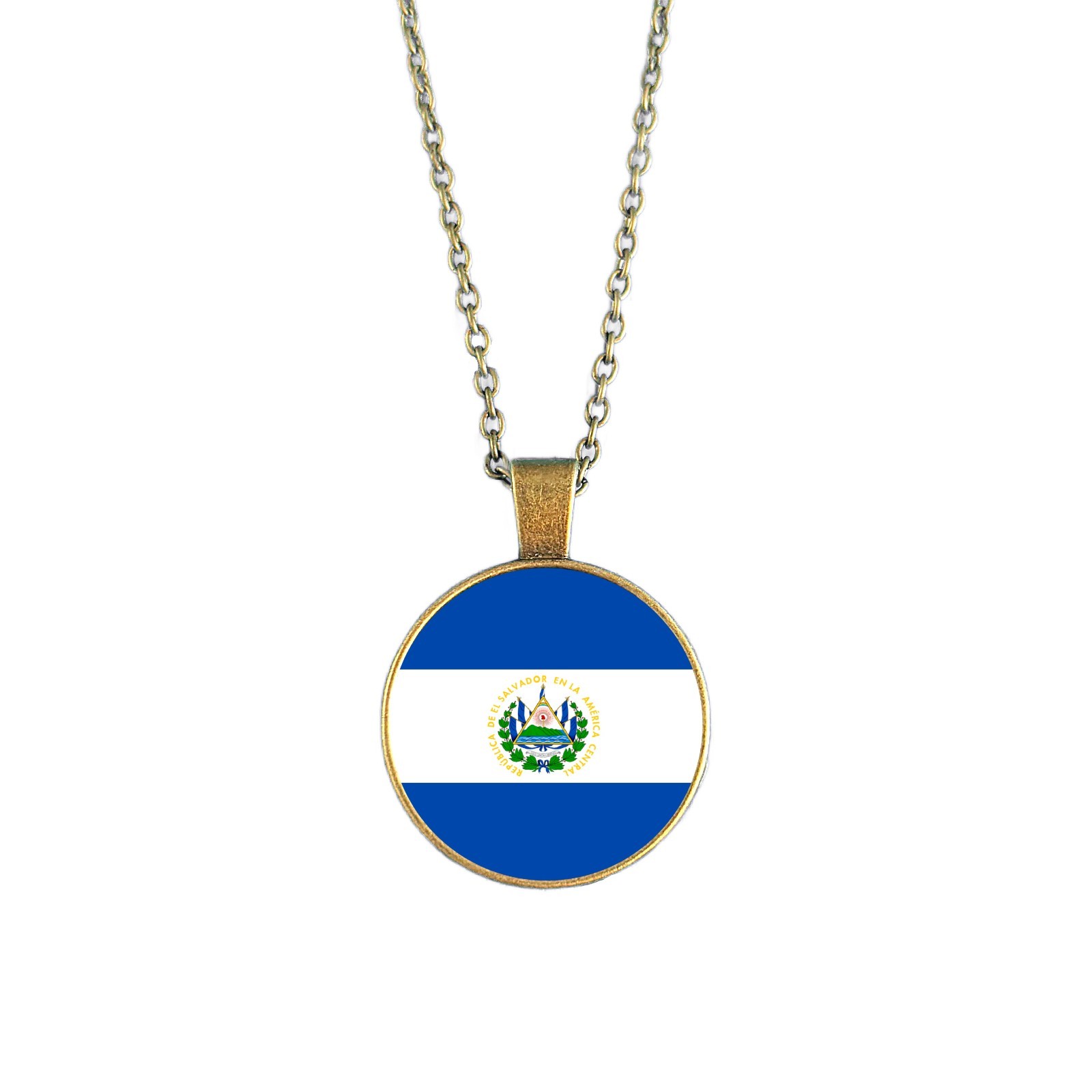 El Salvador Flag Necklace • Salvadoran Pendant Jewellery • Gift for Salvadoran