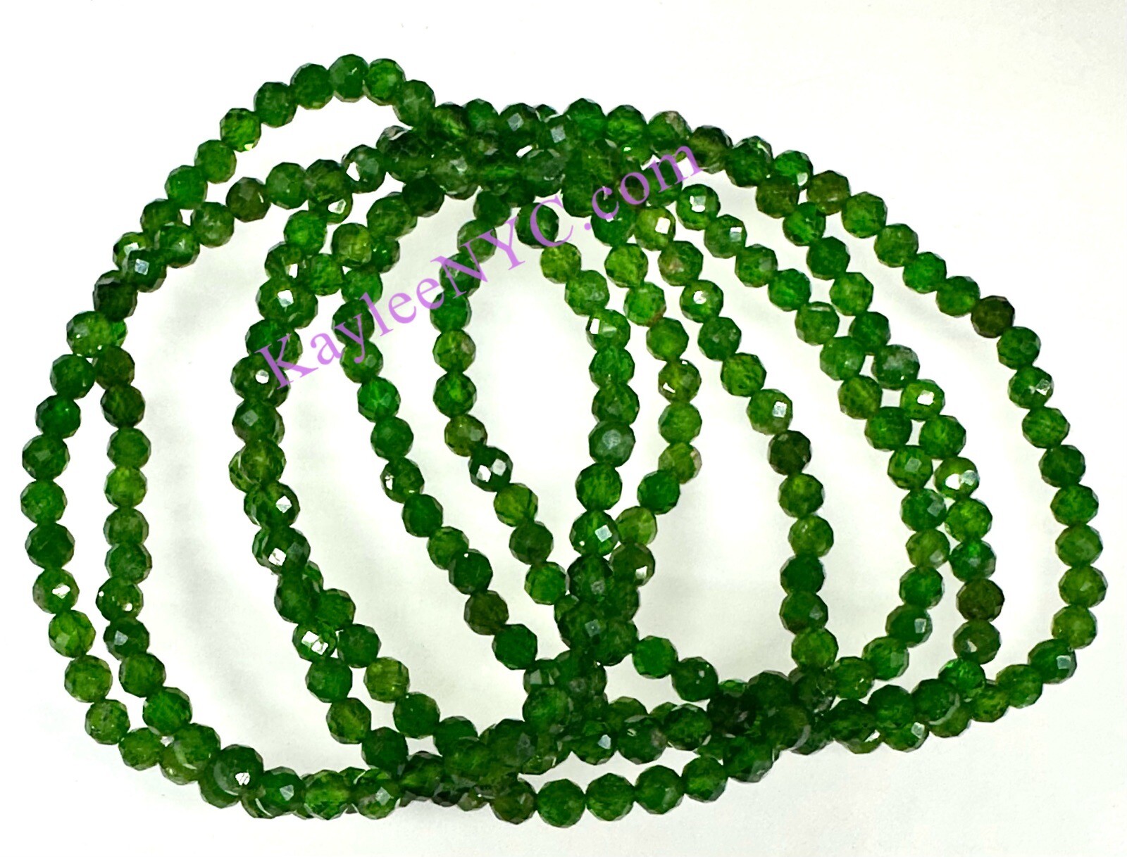 Wholesale 6 Pcs Natural Diopside 4mm Faceted 7.5” Stretch Bracelet