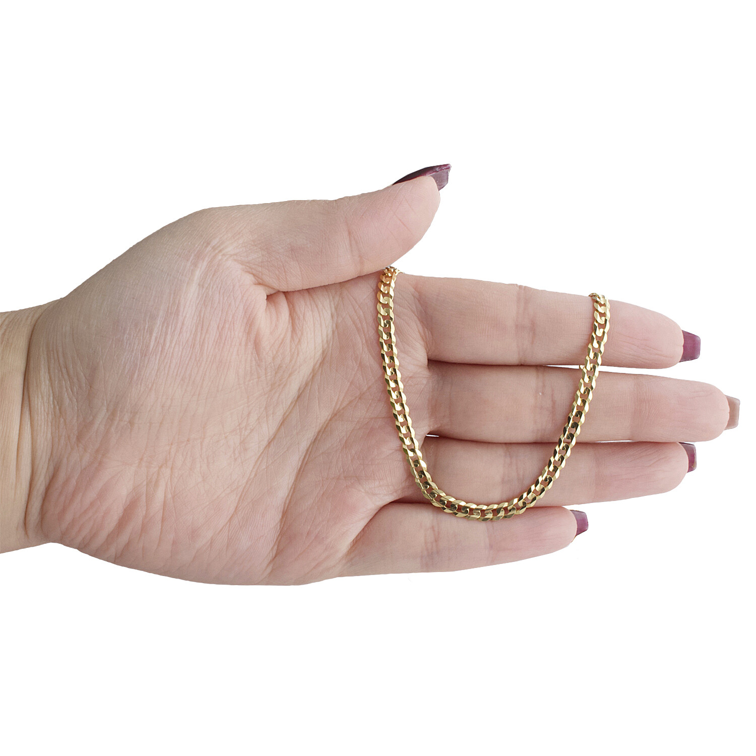 14K Yellow Gold 3.50mm Solid Plain Curb Cuban Chain Link Necklace 16 – 30 Inches