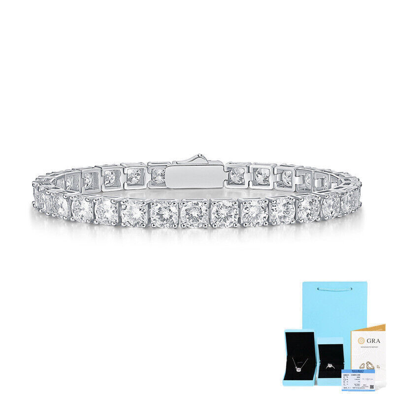 ALL SIZE VVS1/D Certified GRA Moissanite Tennis Bracelet S925 SILVER PASS TESTER