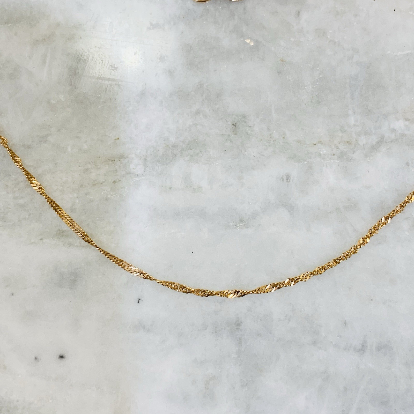 VTG 14k ROSE Gold Necklace Twist Rope Chain choker 1mm .93gr Marked RCI 16” New
