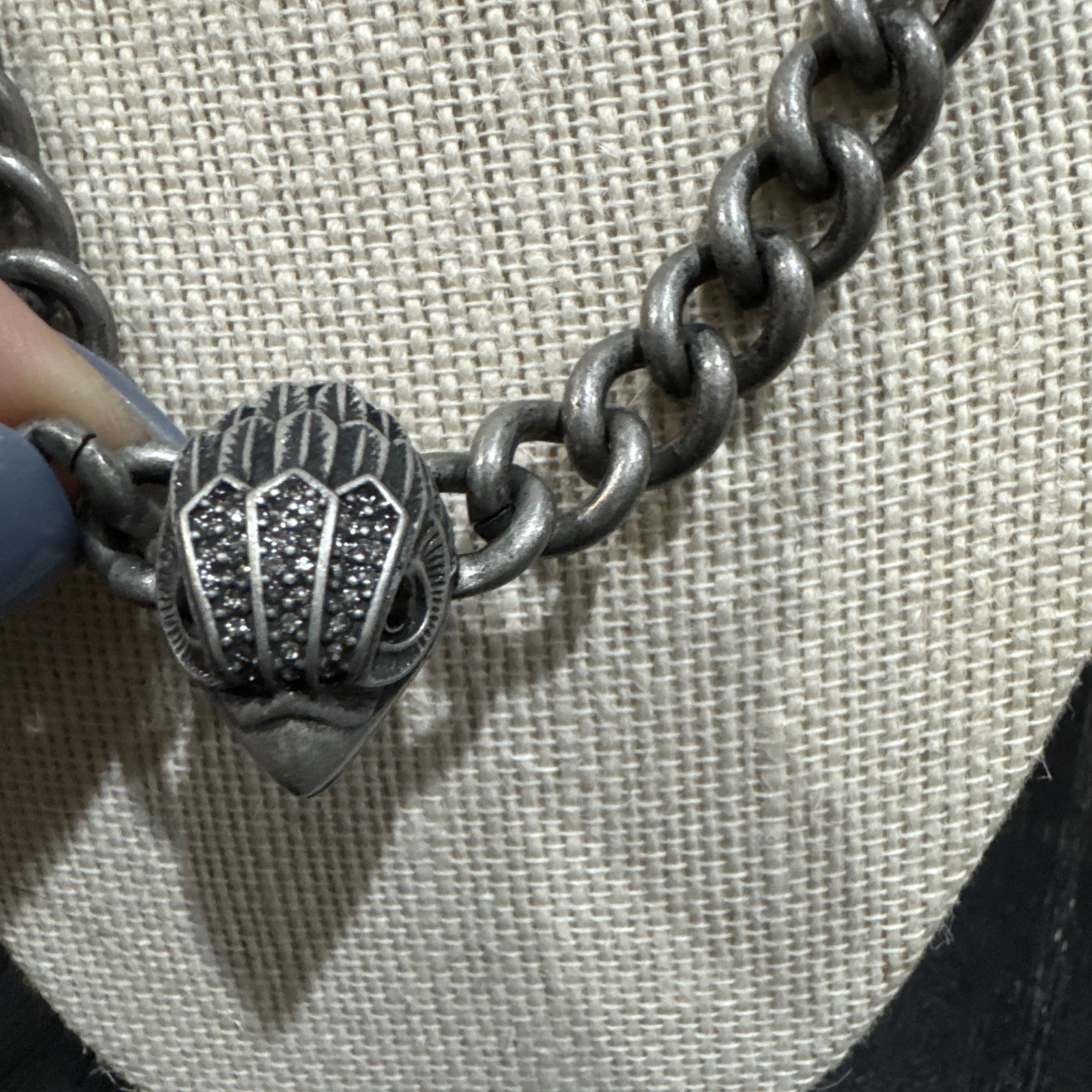 Kurt Geiger Gunmetal Chain Eagle Necklace – NWT
