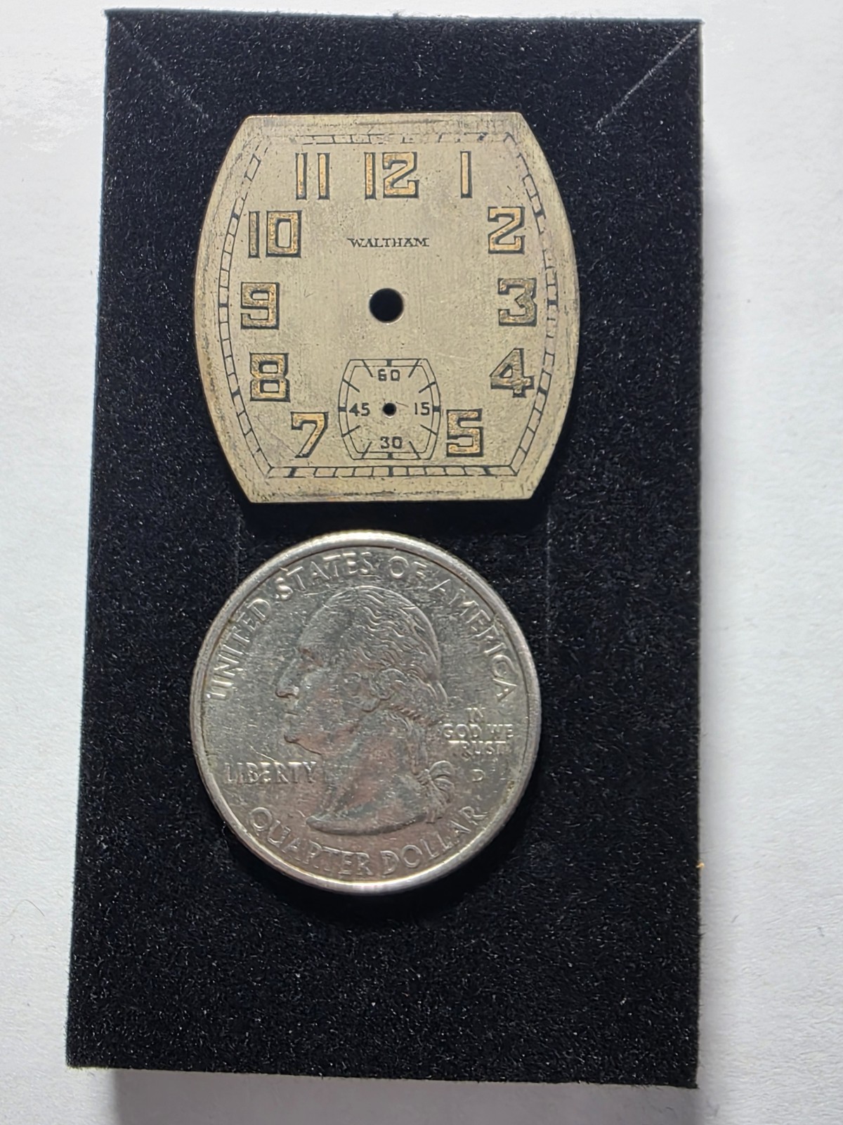 Vtg Waltham Art Deco Watch Dial Lume Indices 26.92×26.95mm (V4)