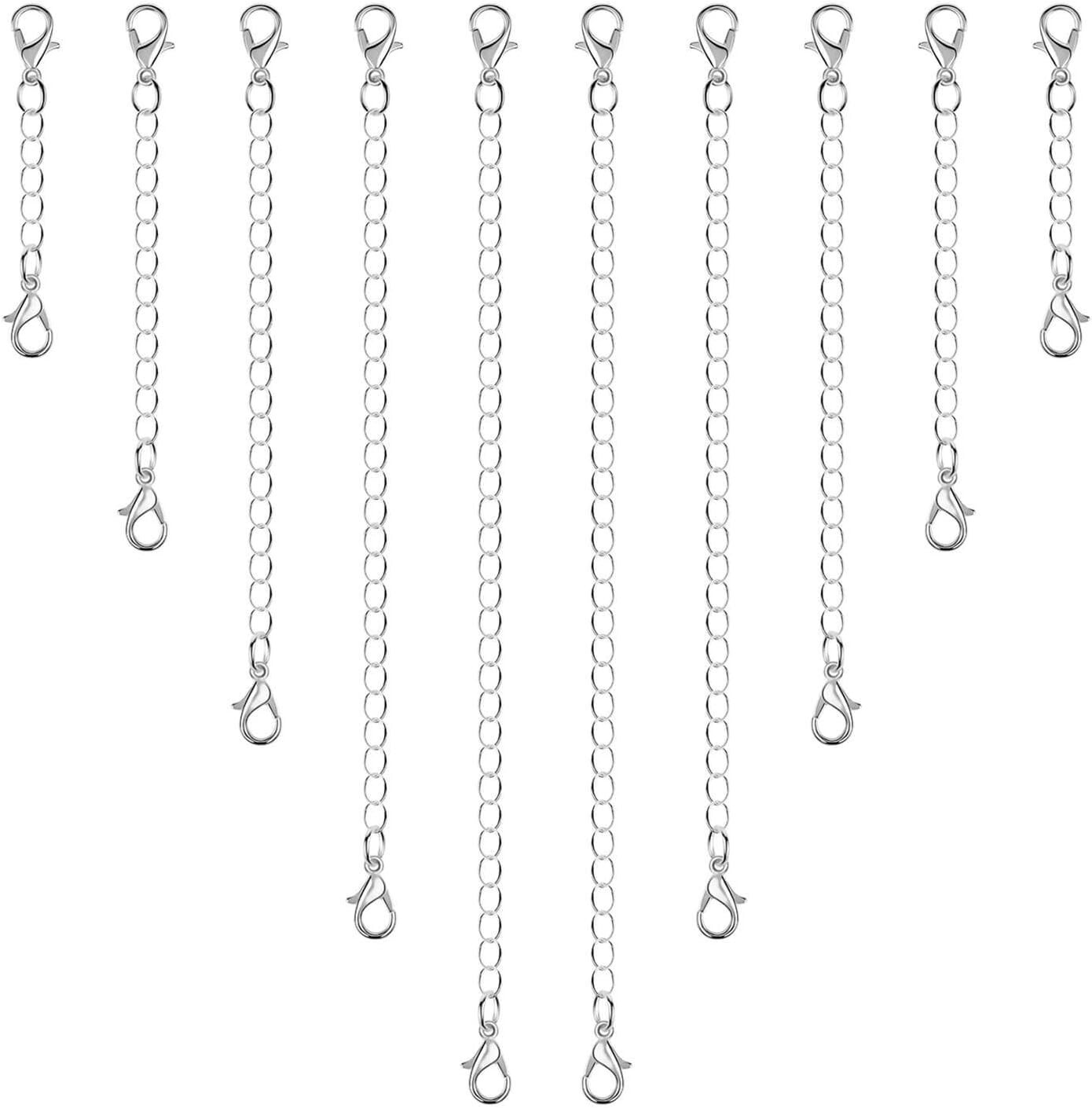 ❤ 1-34 Inches Silver Plated Double Clasps Chain Extender/Extension Necklace UK❤
