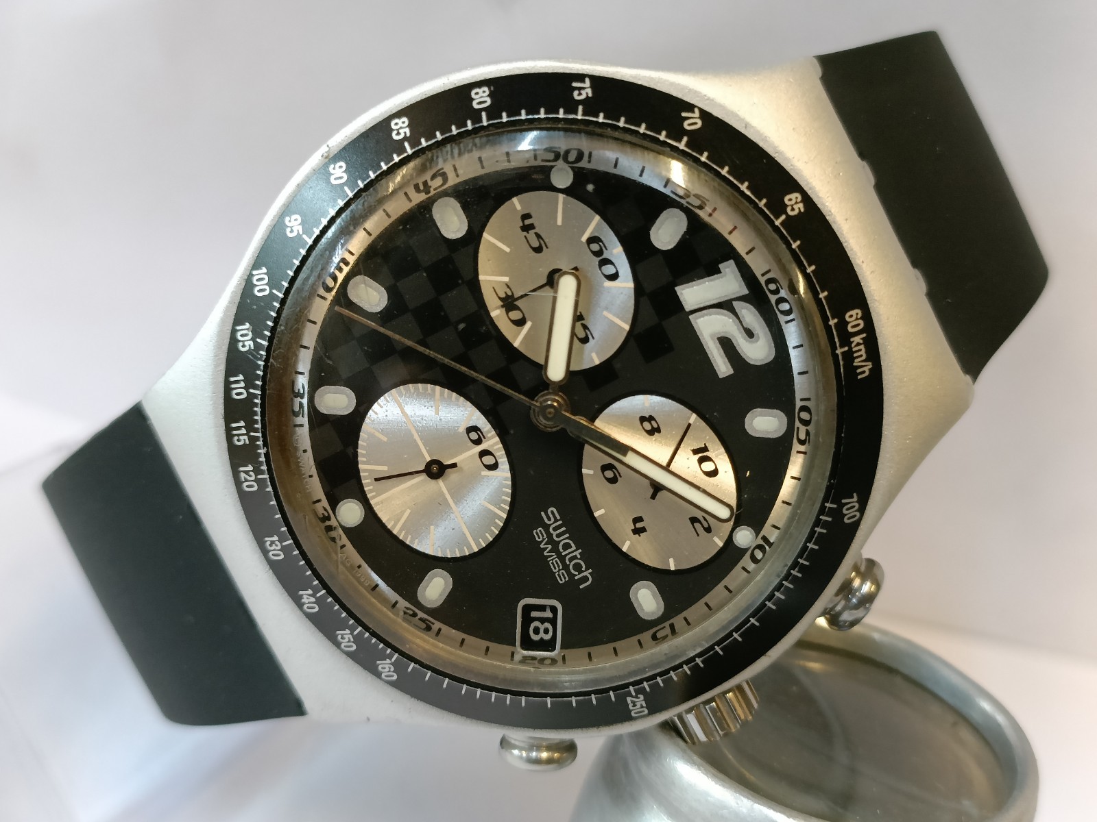 SWATCH IRONY CHRONO QUARTZ ALUMINIUM CASE AG-1999 SWISS MEN’S WORKING CONDITION
