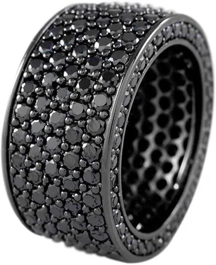 3.50CT Round Cut Lab-Created Diamond Wedding Band Ring 14K Black Gold Plated