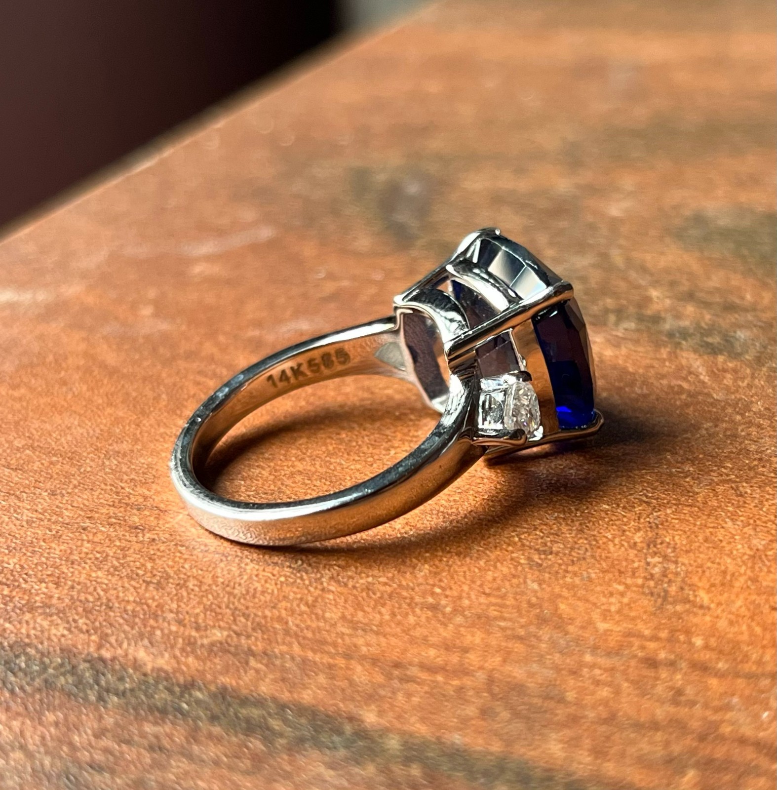 7.50 Ct Cushion Cut Natural Sapphire Diamond Wedding Bridal Ring 14K White Gold