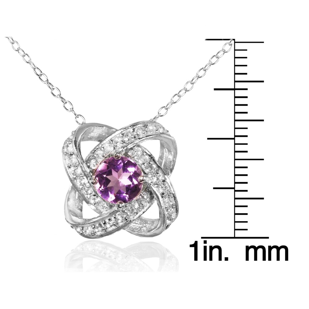 Sterling Silver Birthstone Gemstone Love Knot Necklace