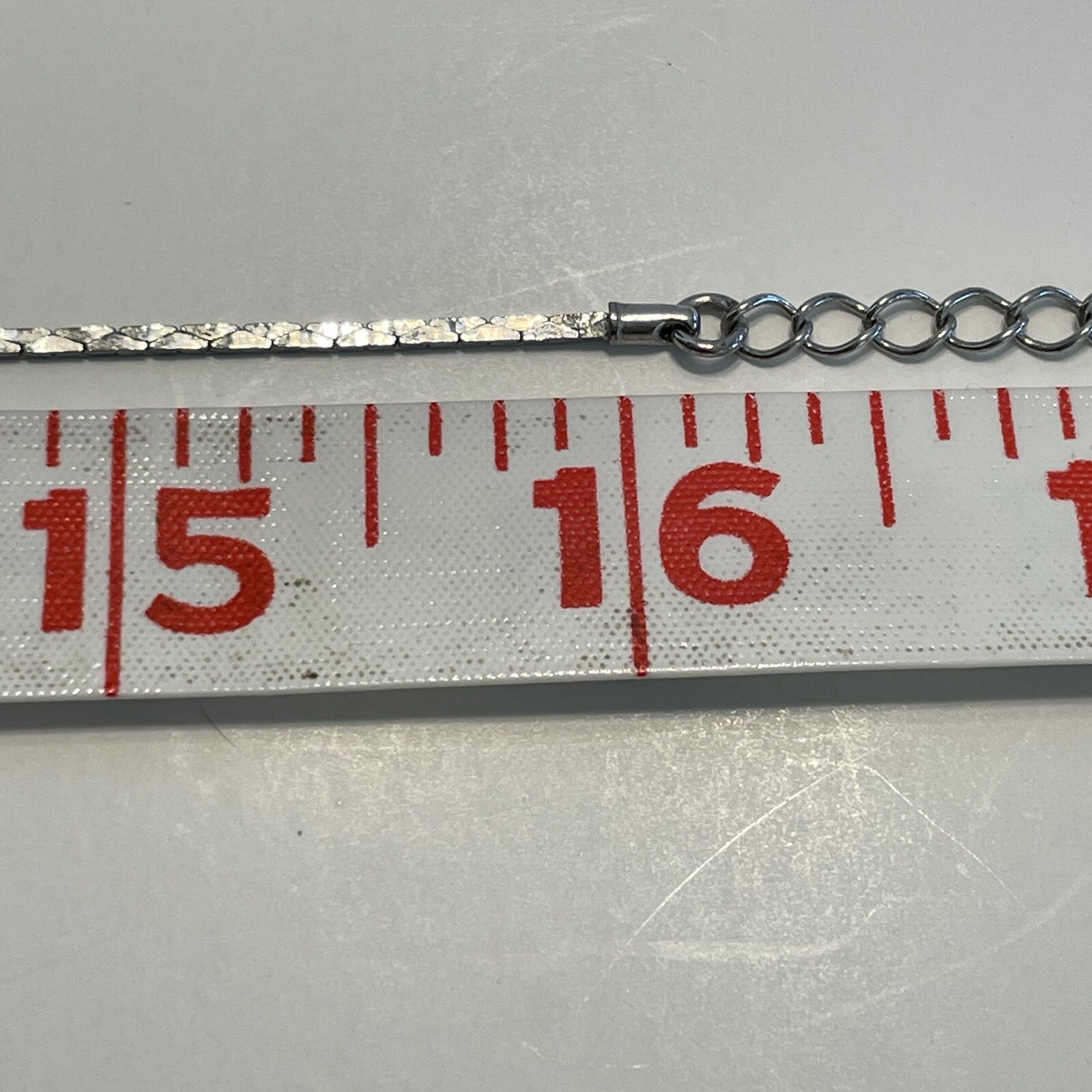 Silver Toned Choker Necklace Clear Rhinestones 16″ Plus 4″ Extender