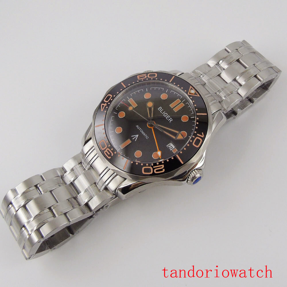 BLIGER 41mm stianless steel case men wristwatch GMT function automatic movement