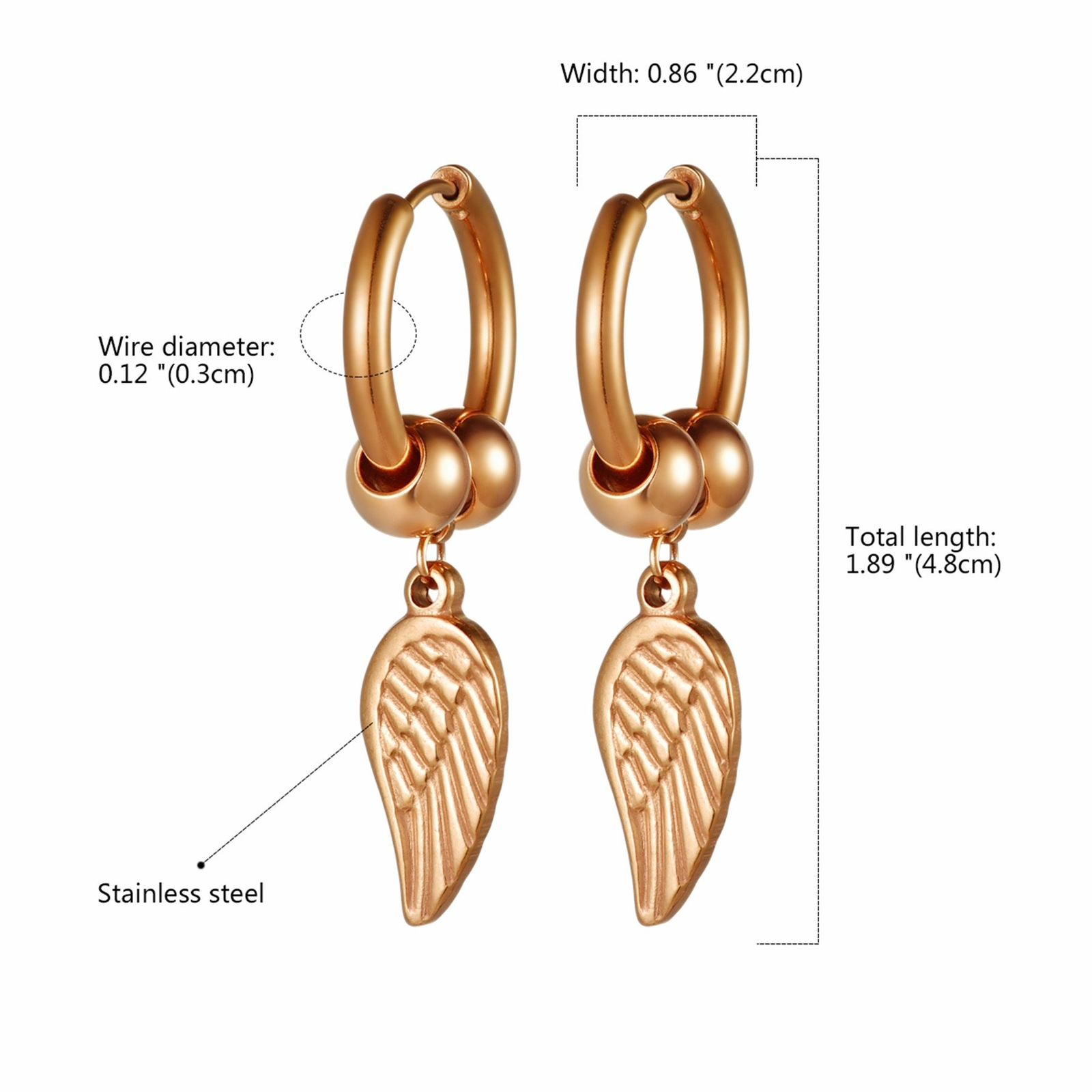 Unisex Stainless Steel Feather Drop Dangle Hoop Huggie Stud Earrings Mens Womens