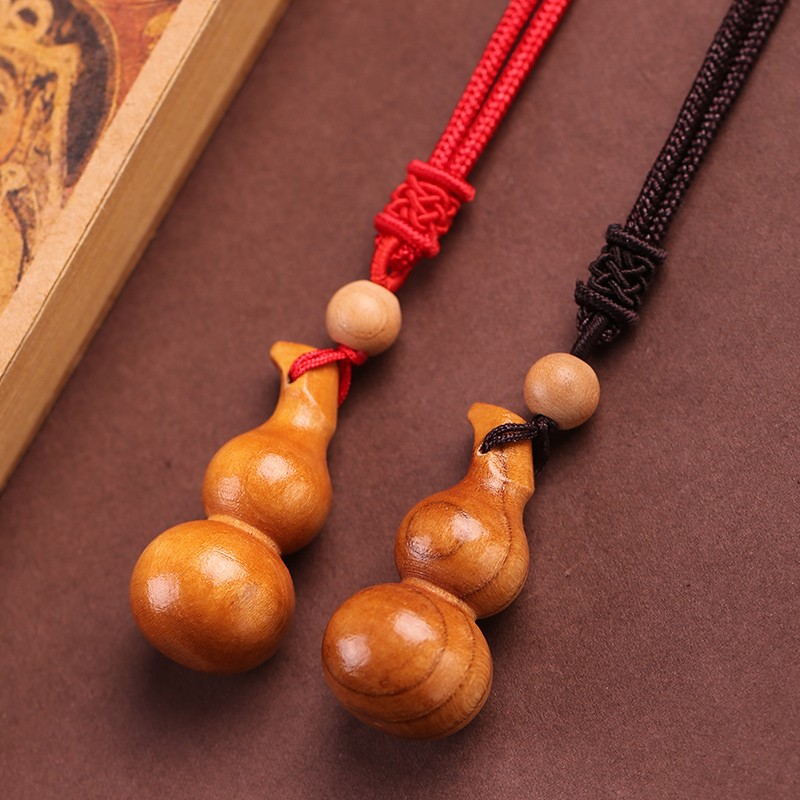 1pc 1.02in Natural Peach Wood Gourd Pendant Small Gourd Ornament