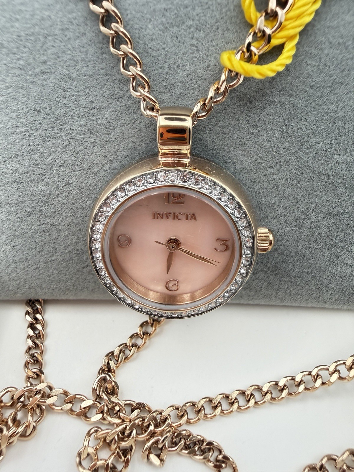 49933-Invicta Mini Angel Necklace Watch With Mother Of Pearl. Rose Gold. 22.5mm