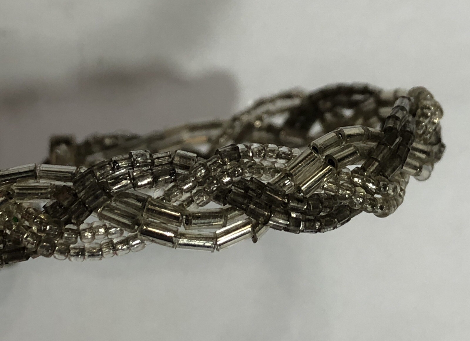American Eagle Outfitters Bracelet Braided Clear/Silvery 6.75 in Length – NWT
