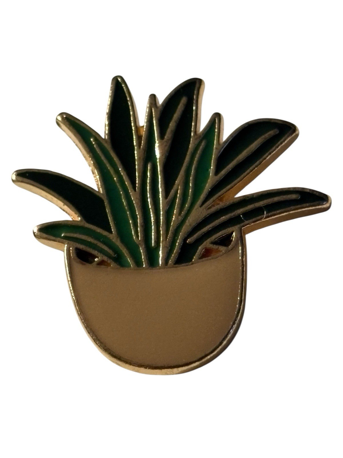 Aloe Plant Pin Pinback Brooch Gardening Nature 1” in Pot Gold Tone Horticultural