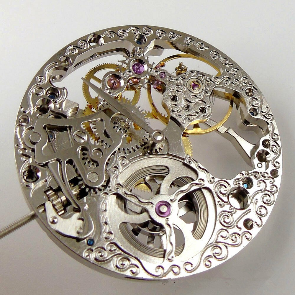 21600bph 36.6 mm Skeleton Hand Winding Mechanical Watch Movement For ETA 6498