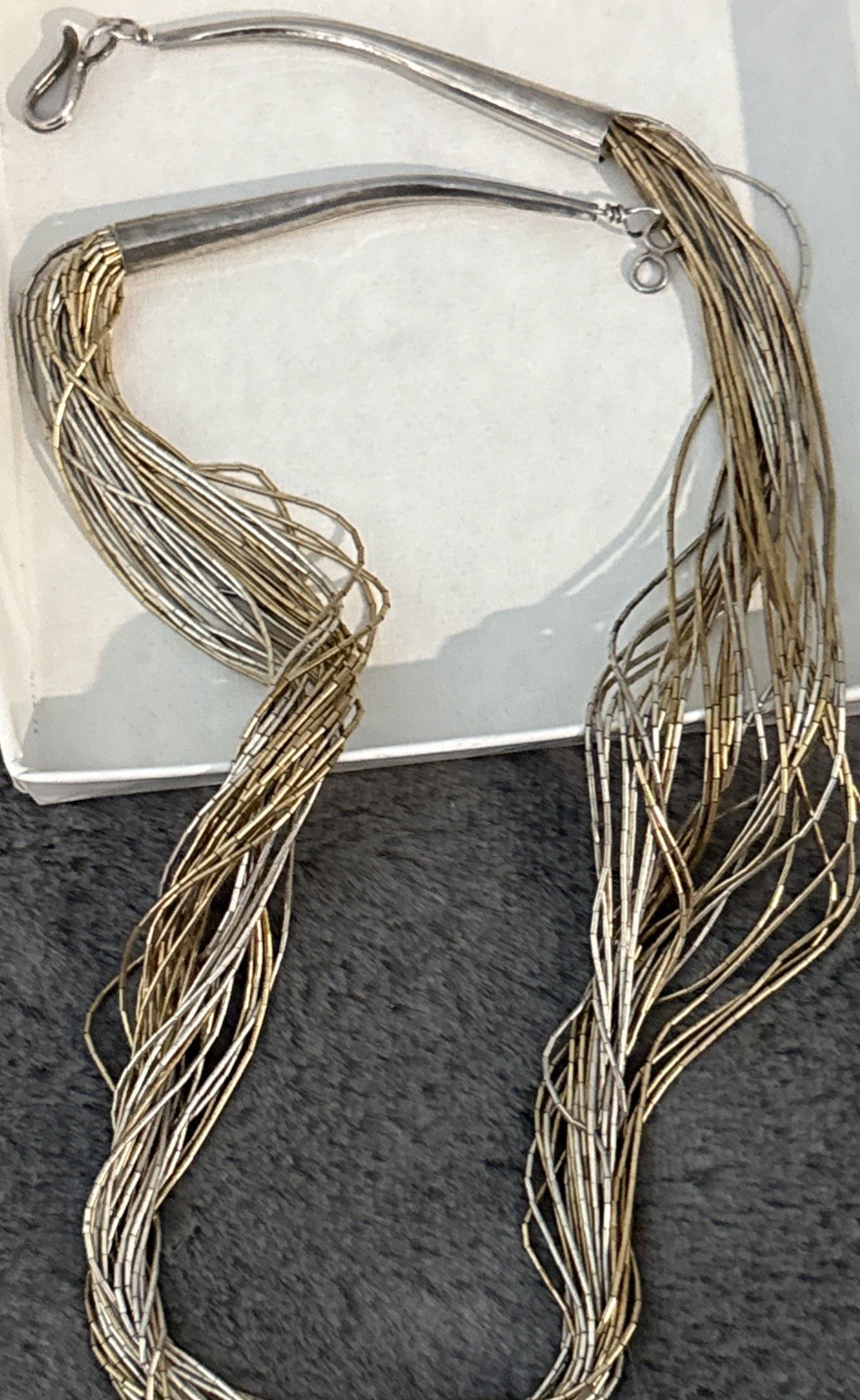 vintage Liquid Silver Necklace 925 Multi Strand Artisan Signed 23g 18”