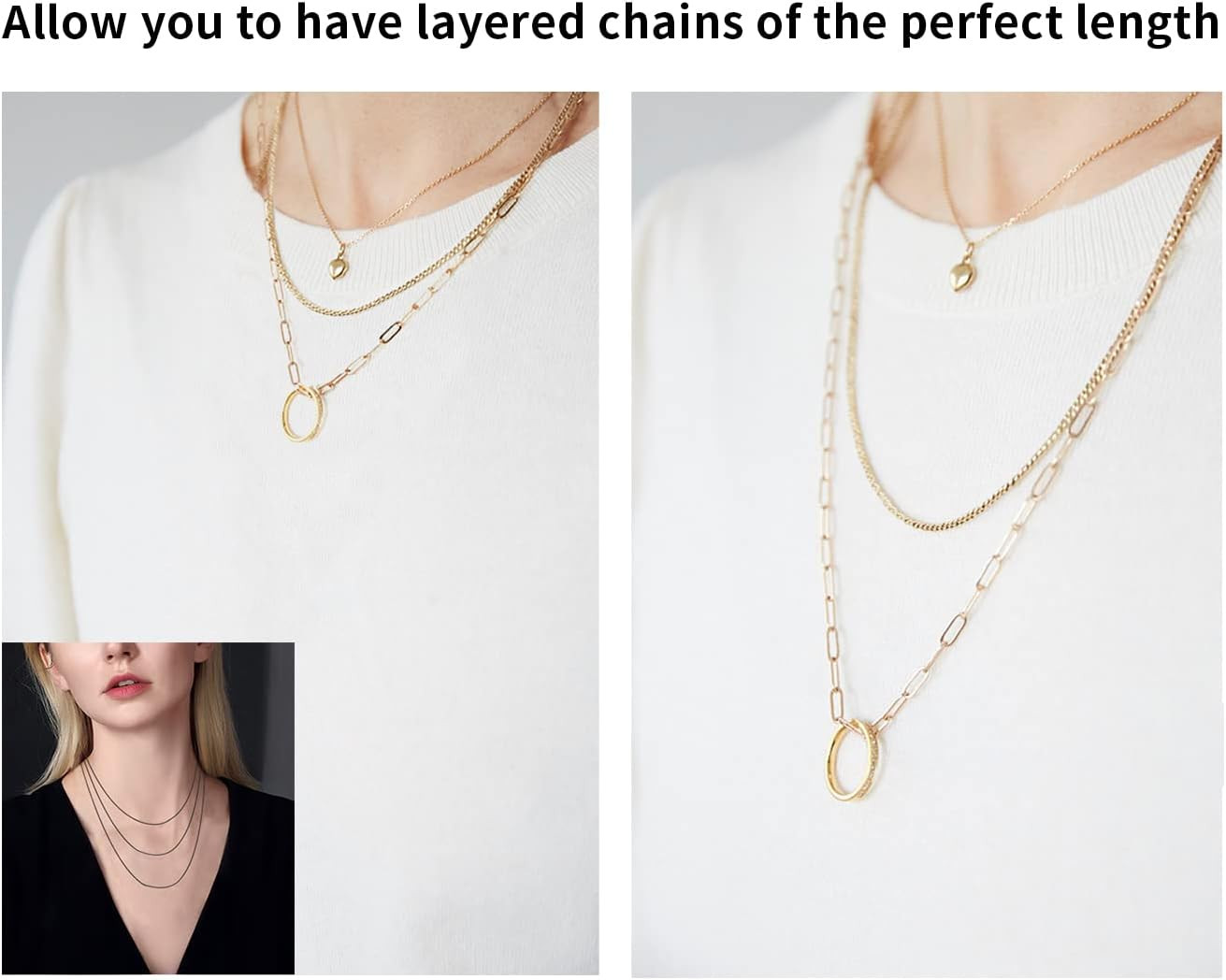 3 Pcs 925 Sterling Silver Necklace Extender, Durable Chain Extenders, Necklace B