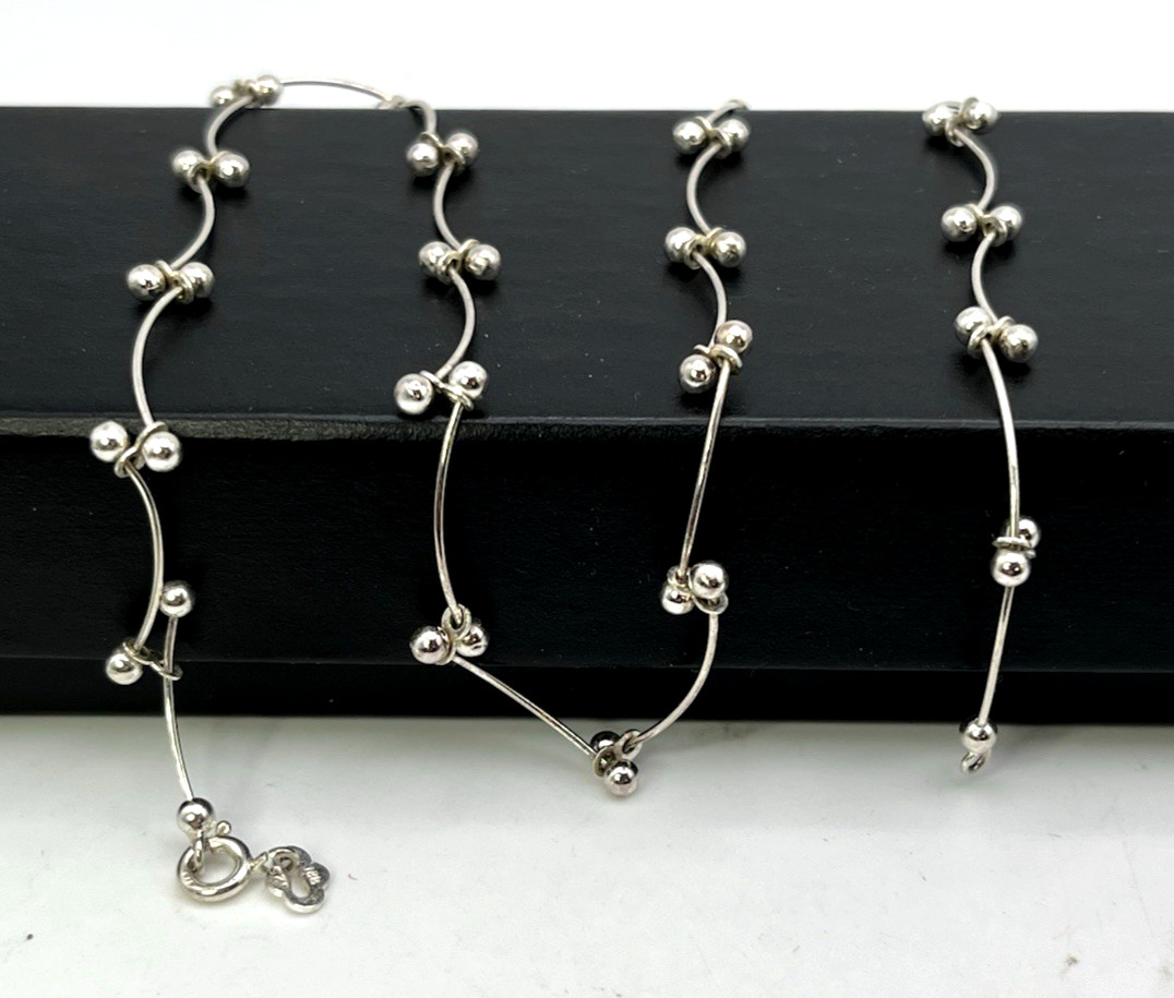 UPSCALE Designer MICRO MINI BEAD BALL 18 ” NECKLACE 925 Solid Sterling Silver